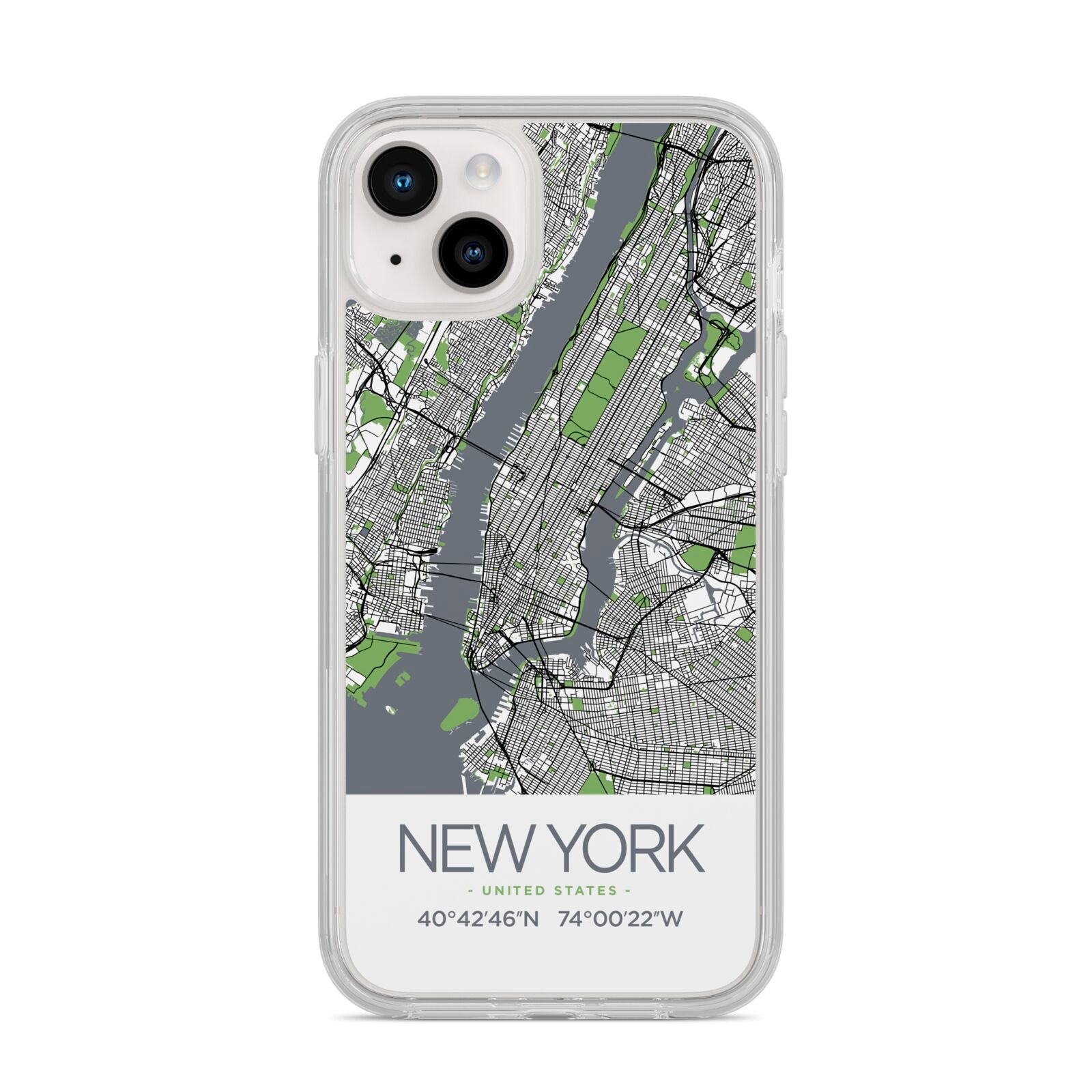 Map of New York iPhone 14 Plus Clear Tough Case Starlight