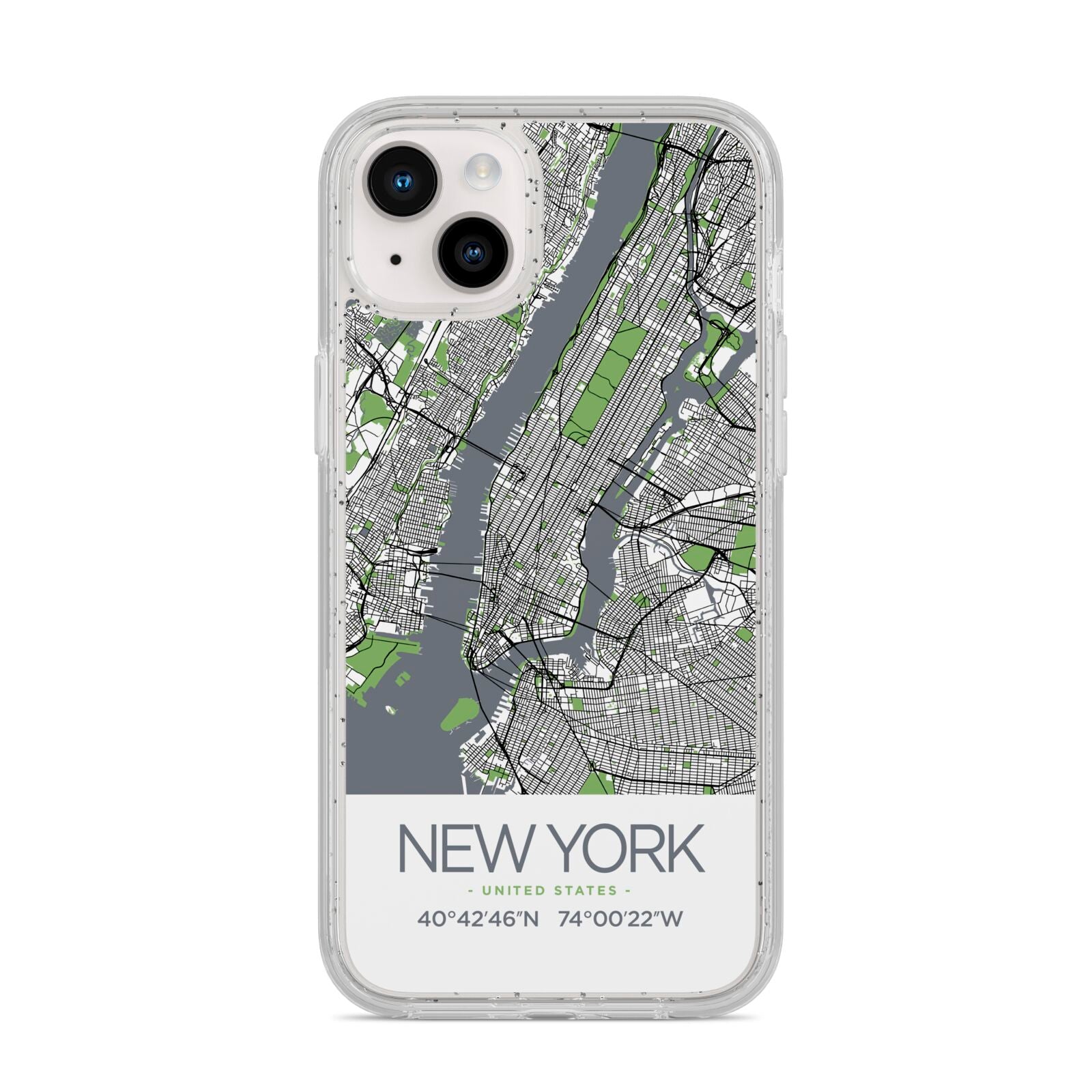 Map of New York iPhone 14 Plus Glitter Tough Case Starlight