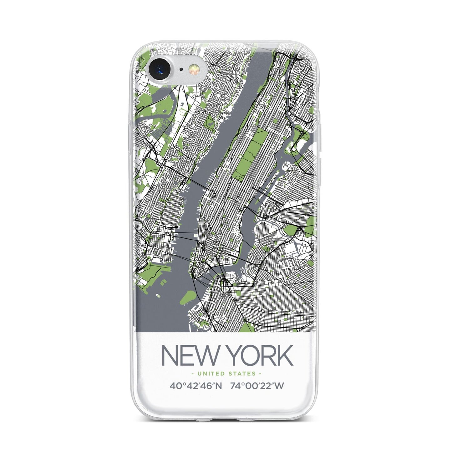 Map of New York iPhone 7 Bumper Case on Silver iPhone