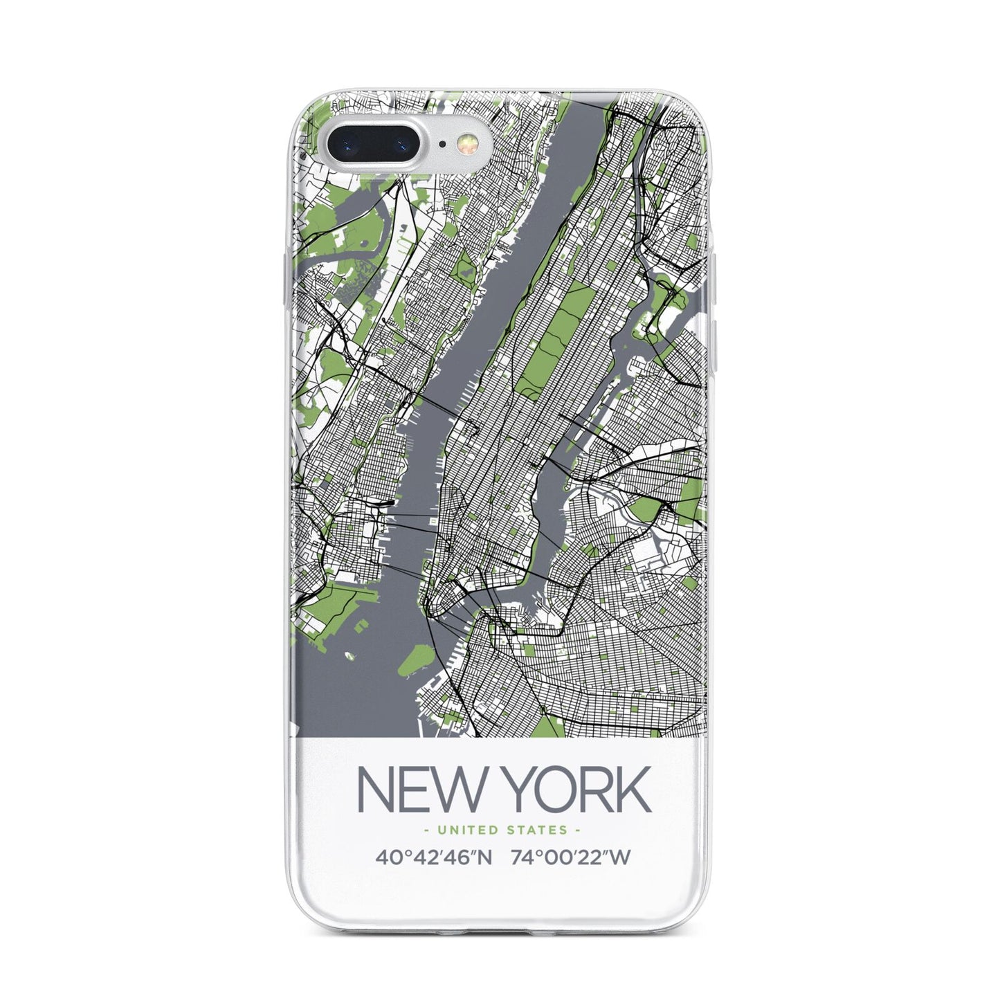 Map of New York iPhone 7 Plus Bumper Case on Silver iPhone