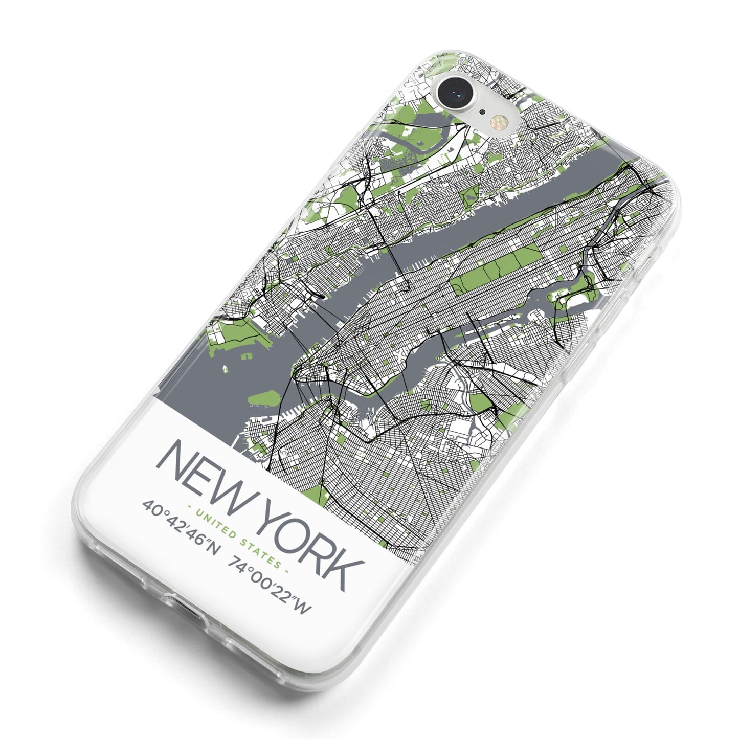 Map of New York iPhone 8 Bumper Case on Silver iPhone Alternative Image