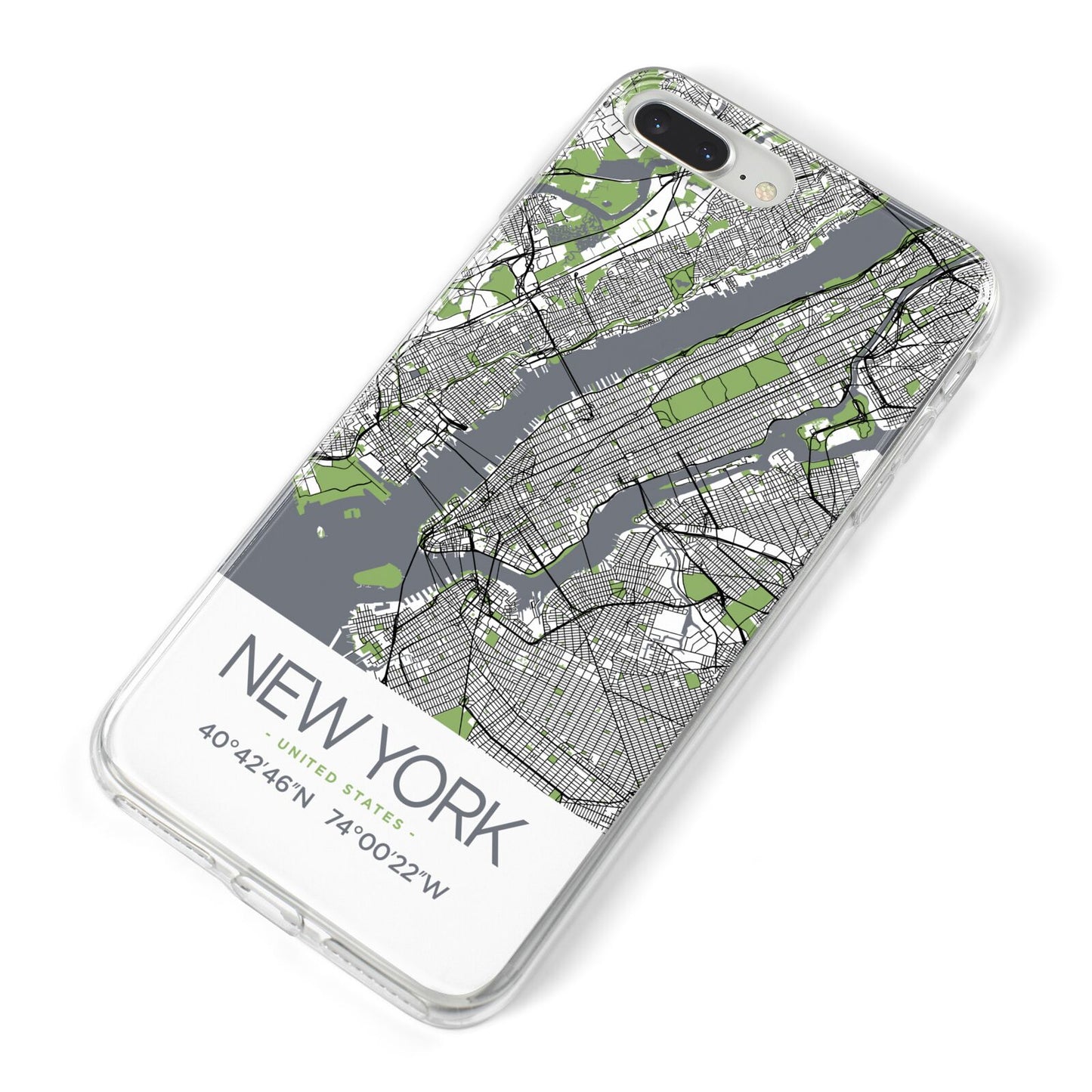 Map of New York iPhone 8 Plus Bumper Case on Silver iPhone Alternative Image