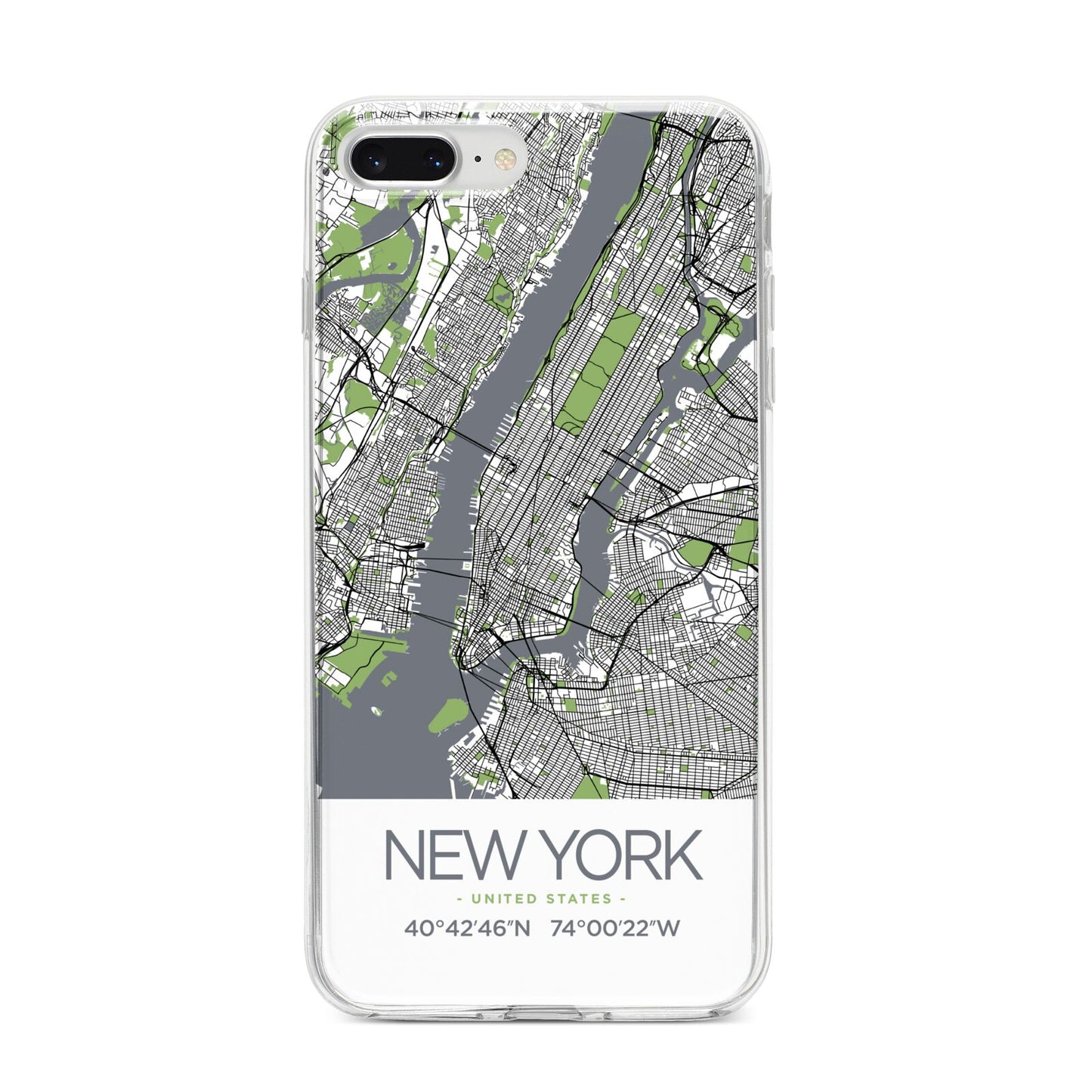 Map of New York iPhone 8 Plus Bumper Case on Silver iPhone