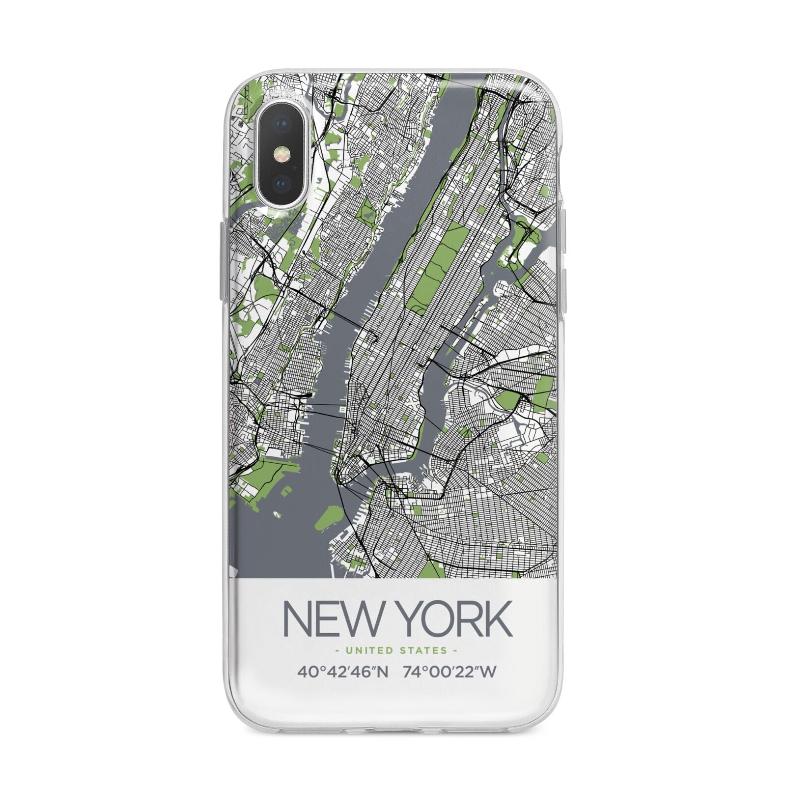 Map of New York iPhone X Bumper Case on Silver iPhone Alternative Image 1