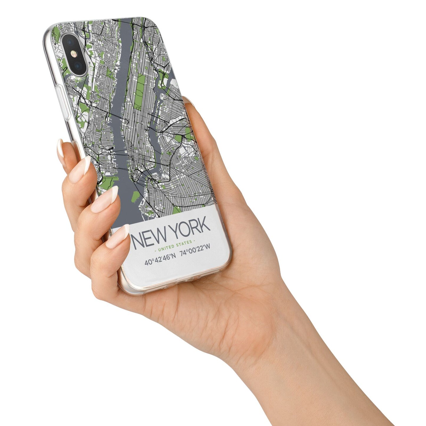 Map of New York iPhone X Bumper Case on Silver iPhone Alternative Image 2