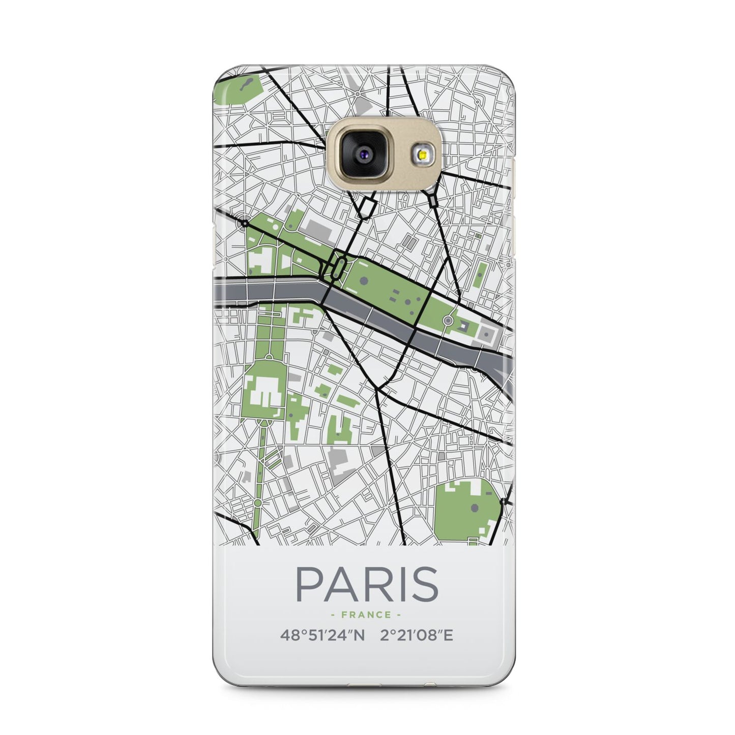 Map of Paris Samsung Galaxy A5 2016 Case on gold phone