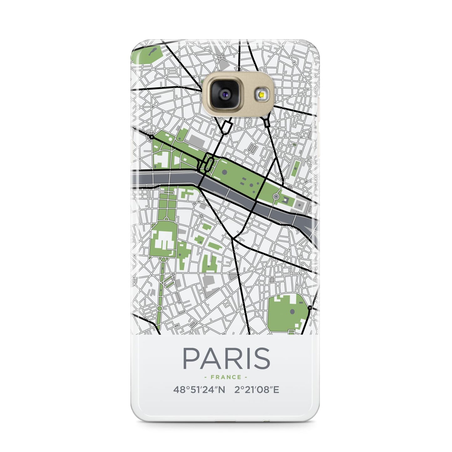 Map of Paris Samsung Galaxy A9 2016 Case on gold phone