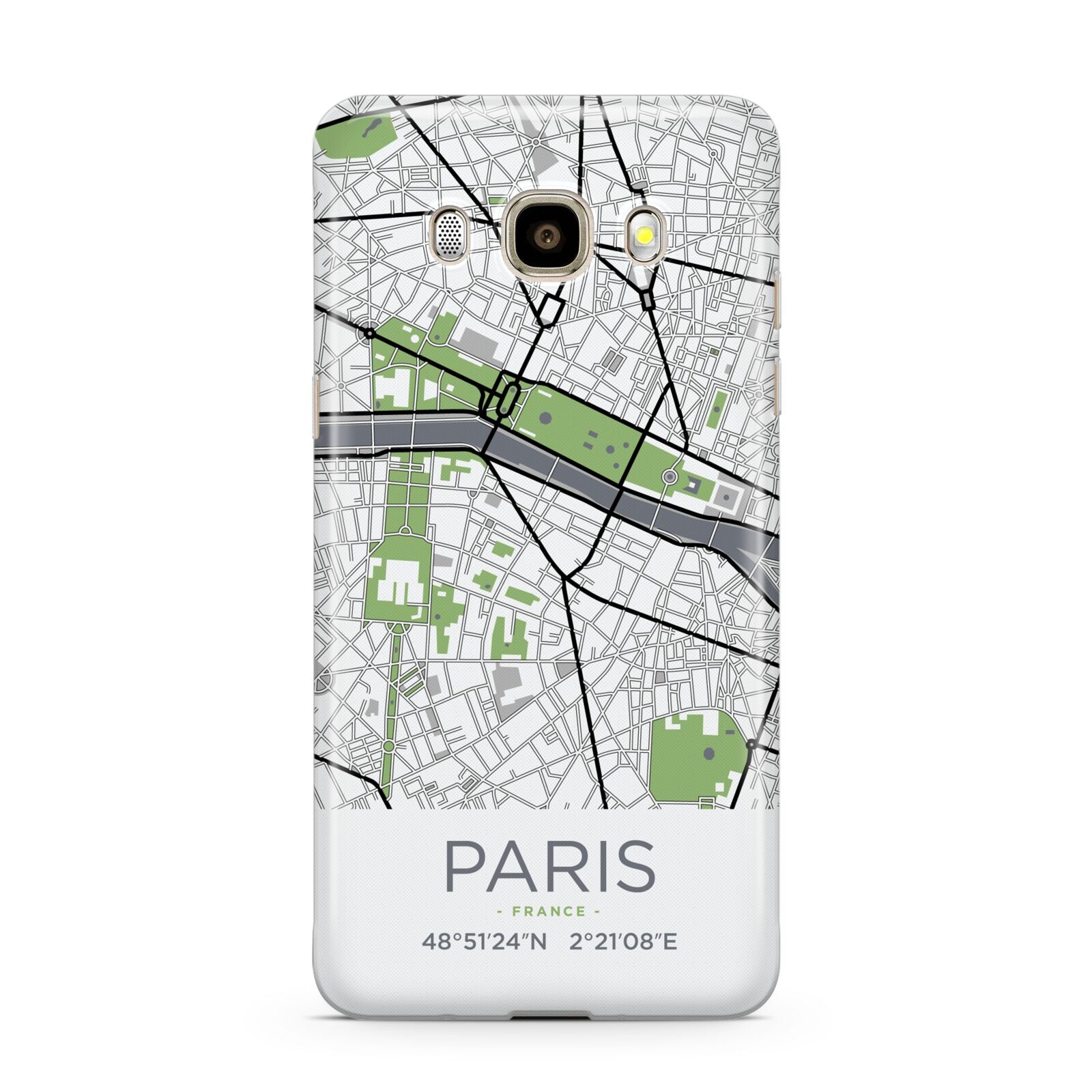 Map of Paris Samsung Galaxy J7 2016 Case on gold phone