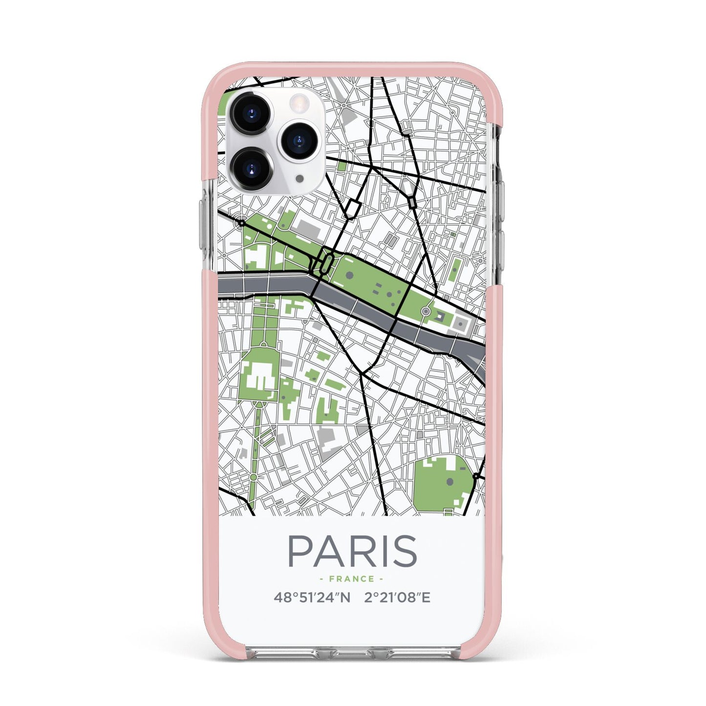 Map of Paris iPhone 11 Pro Max Impact Pink Edge Case