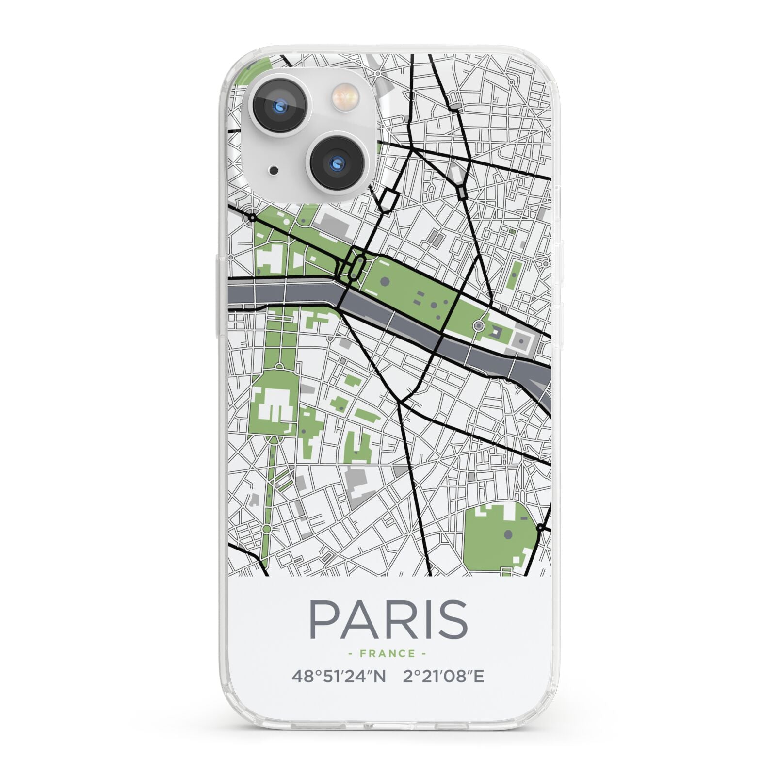 Map of Paris iPhone 13 Clear Bumper Case