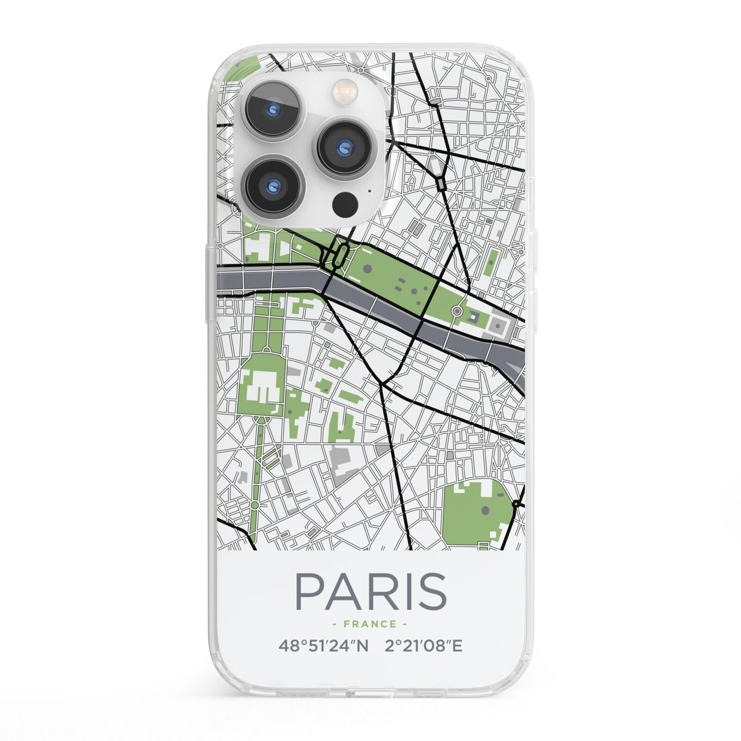 Map of Paris iPhone 13 Pro Clear Bumper Case