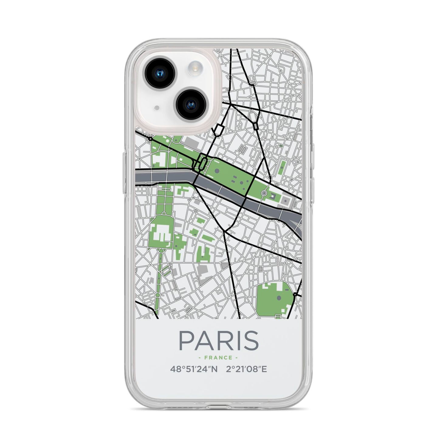 Map of Paris iPhone 14 Clear Tough Case Starlight