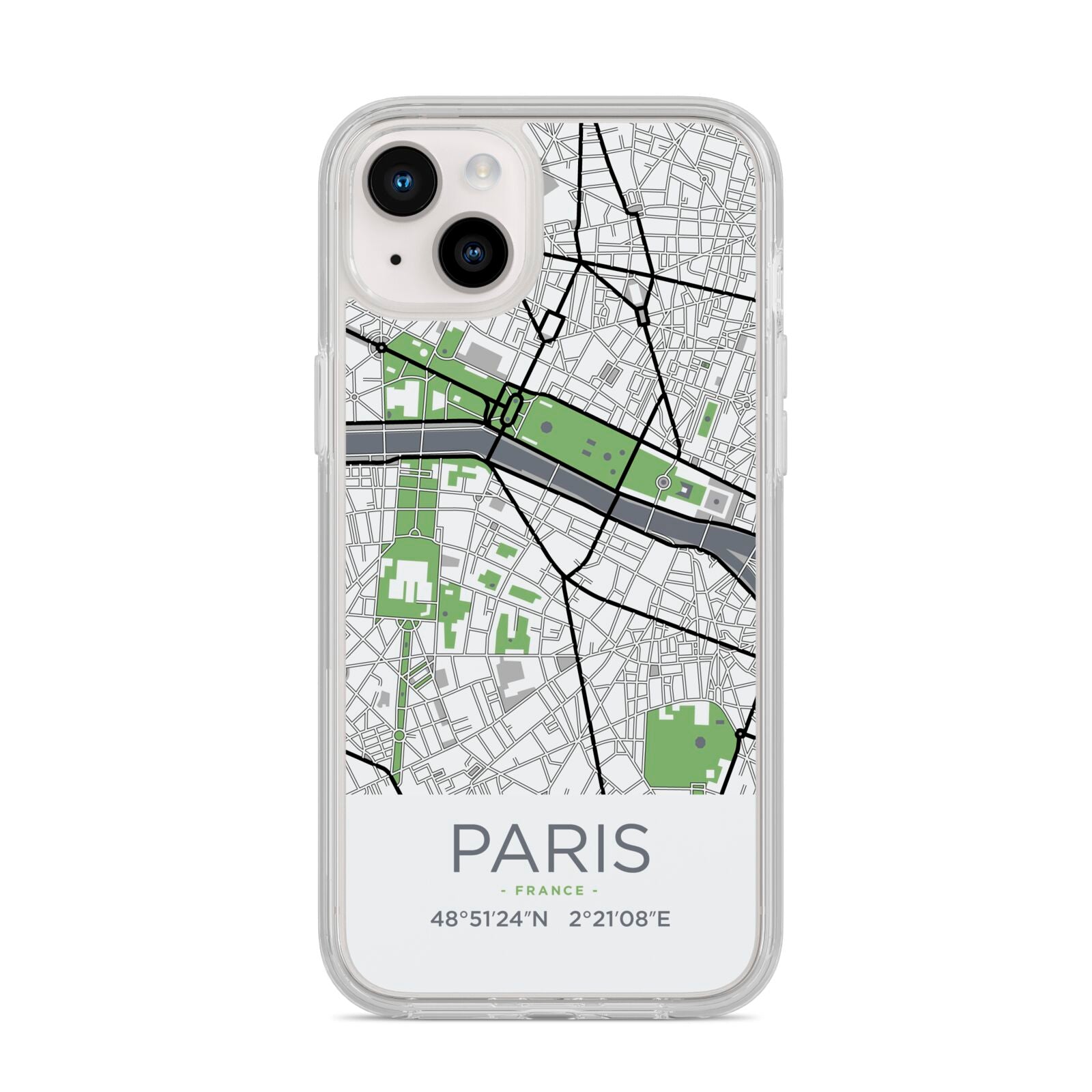 Map of Paris iPhone 14 Plus Clear Tough Case Starlight