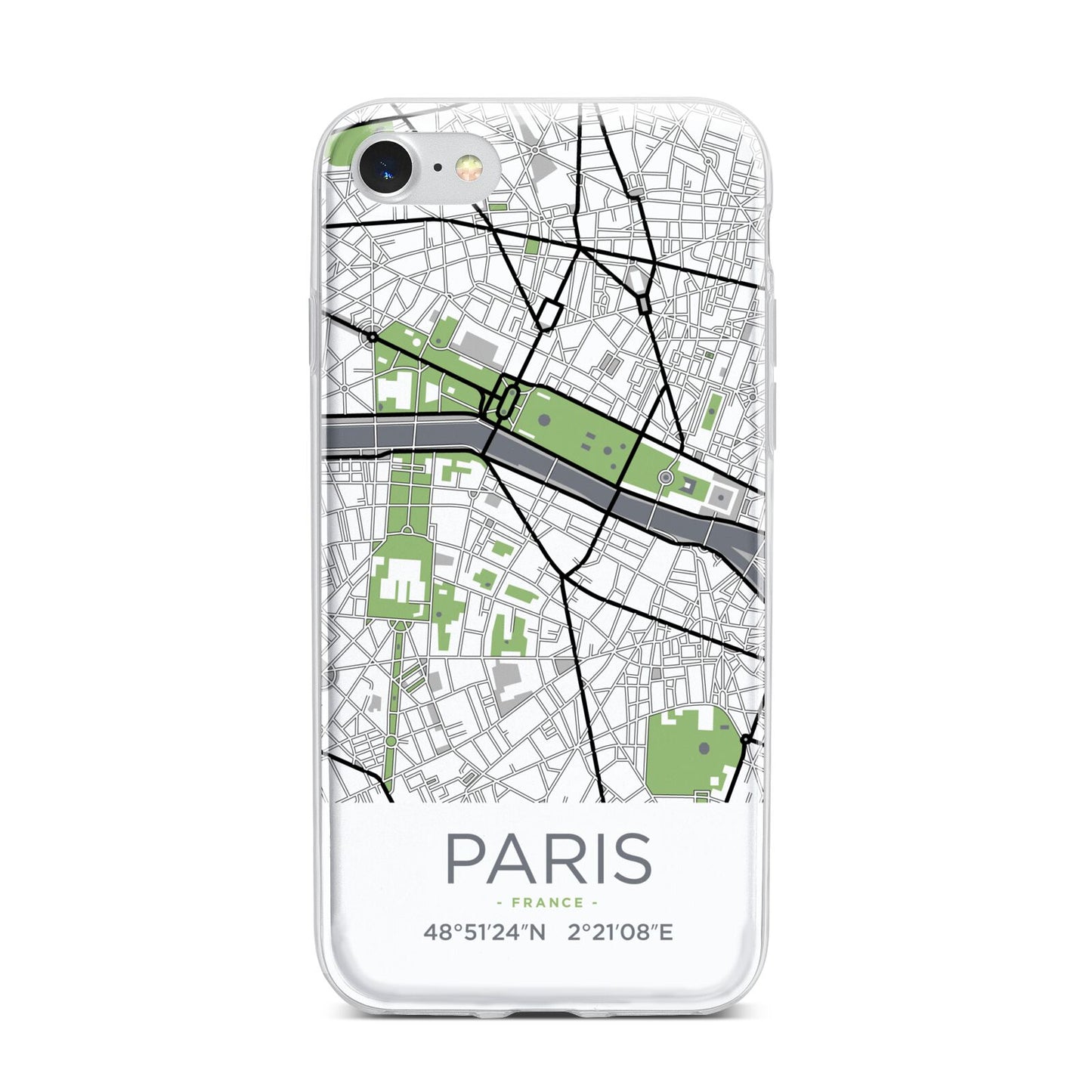 Map of Paris iPhone 7 Bumper Case on Silver iPhone