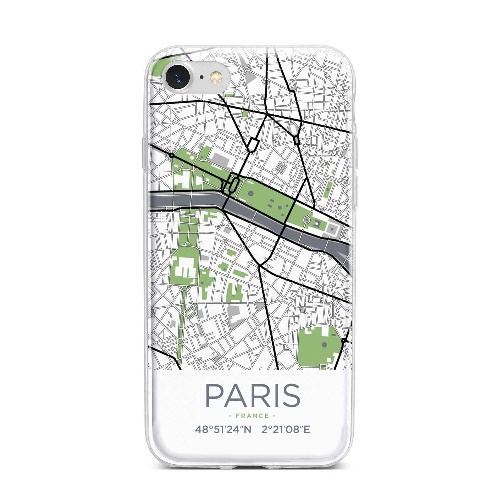 Map of Paris iPhone 7 Bumper Case on Silver iPhone