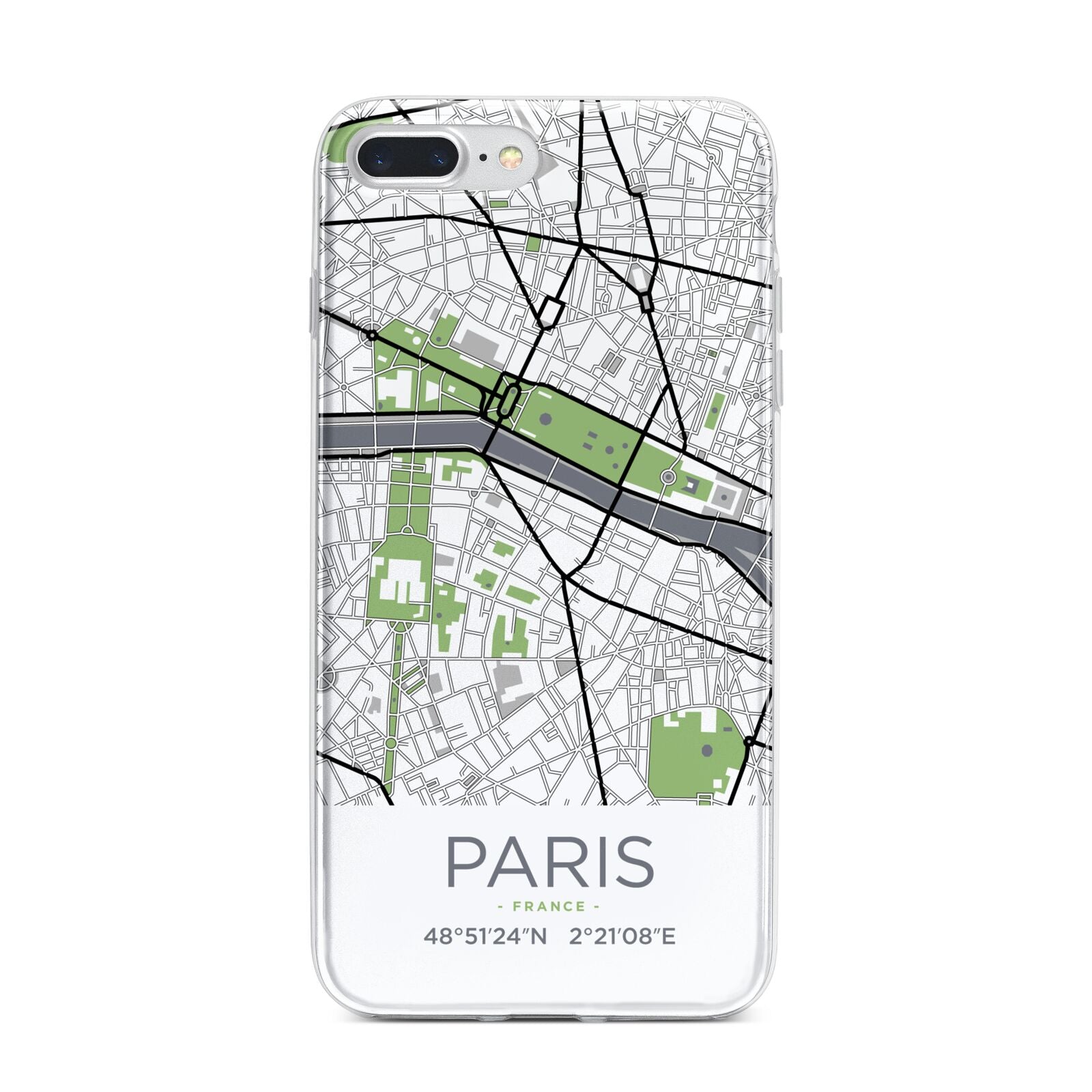 Map of Paris iPhone 7 Plus Bumper Case on Silver iPhone