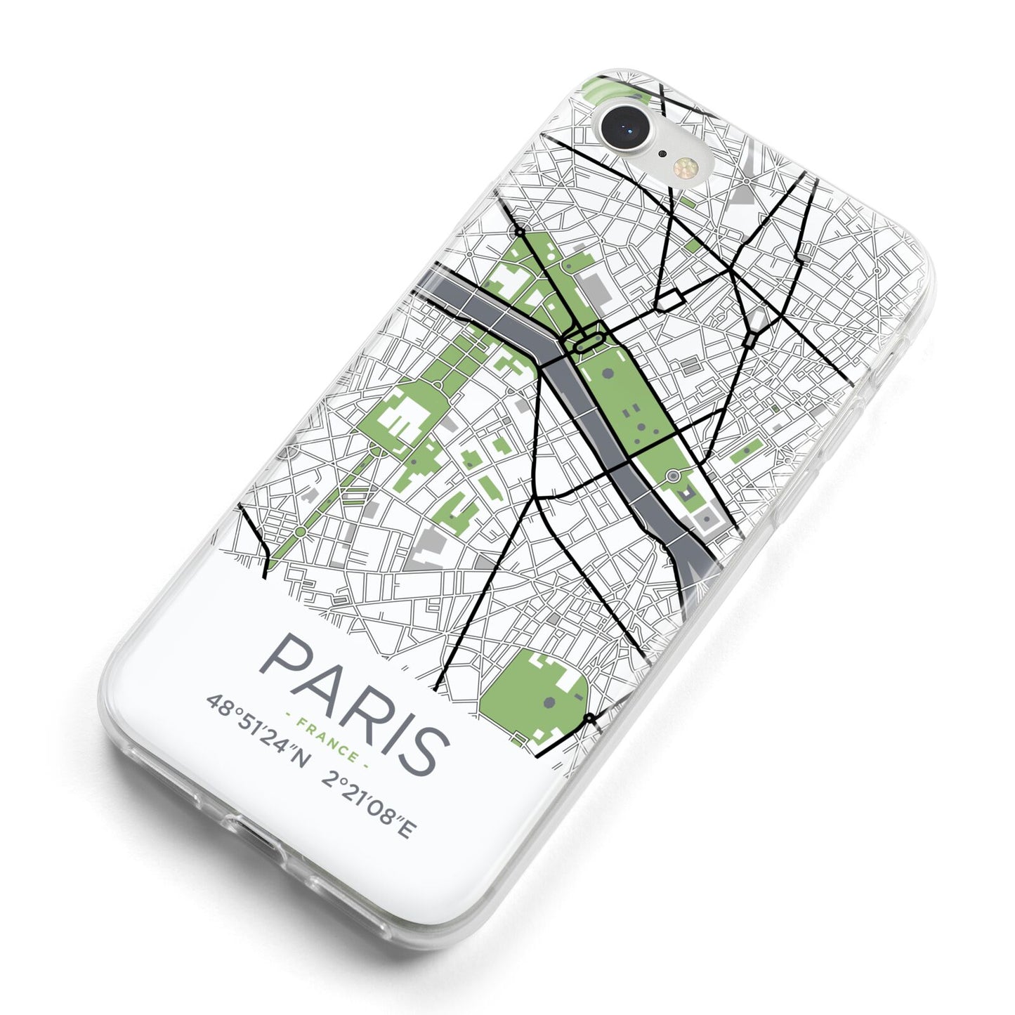 Map of Paris iPhone 8 Bumper Case on Silver iPhone Alternative Image