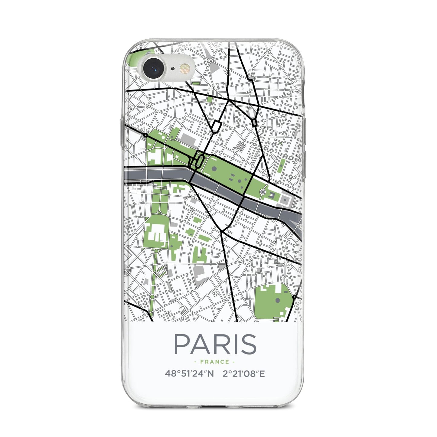 Map of Paris iPhone 8 Bumper Case on Silver iPhone