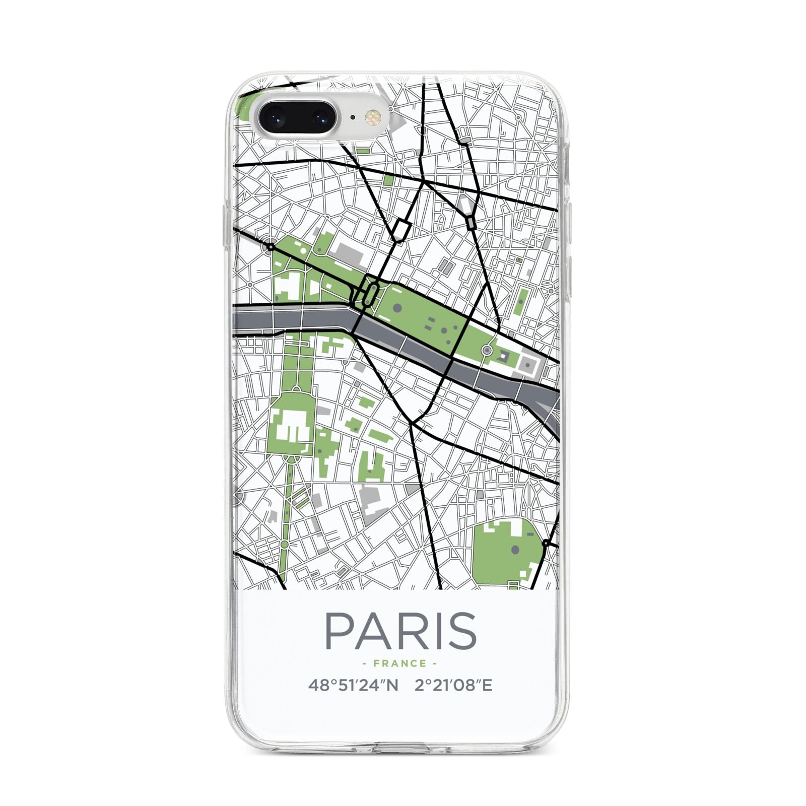 Map of Paris iPhone 8 Plus Bumper Case on Silver iPhone