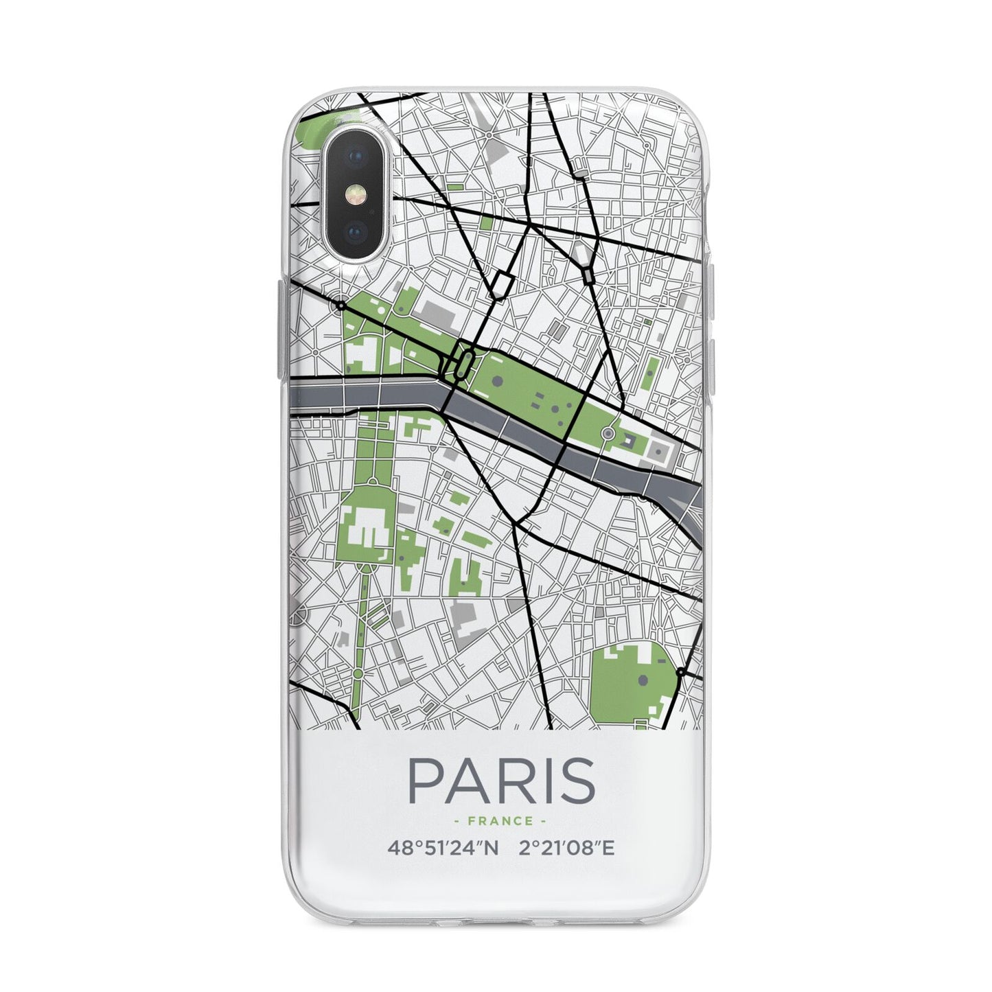 Map of Paris iPhone X Bumper Case on Silver iPhone Alternative Image 1