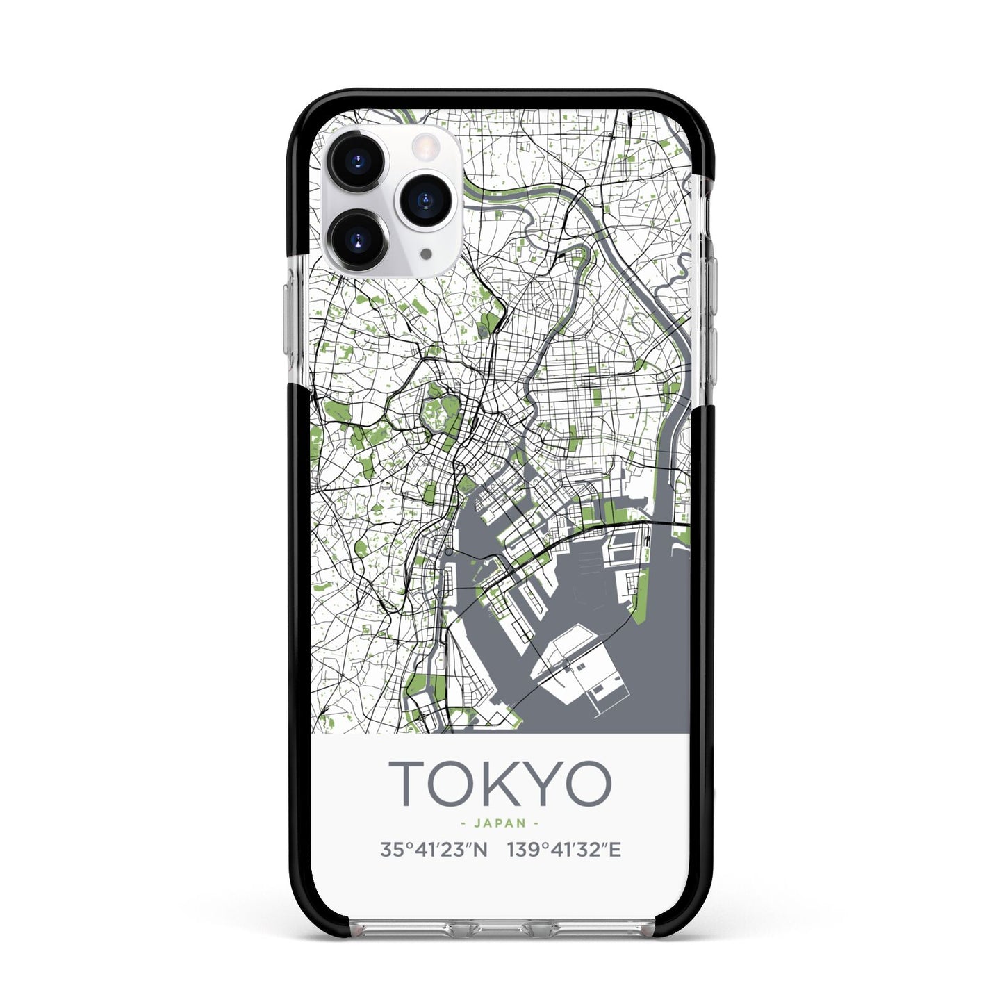 Map of Tokyo Apple iPhone 11 Pro Max in Silver with Black Impact Case