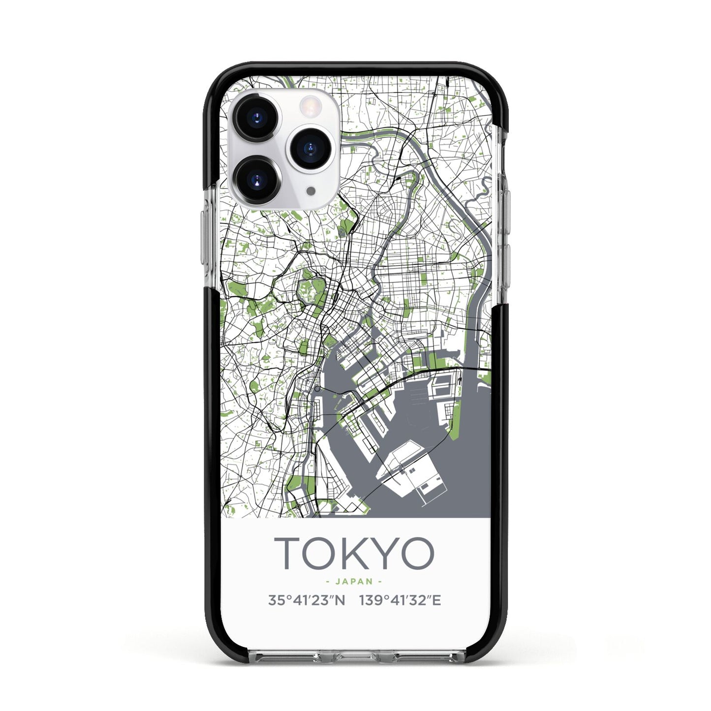 Map of Tokyo Apple iPhone 11 Pro in Silver with Black Impact Case