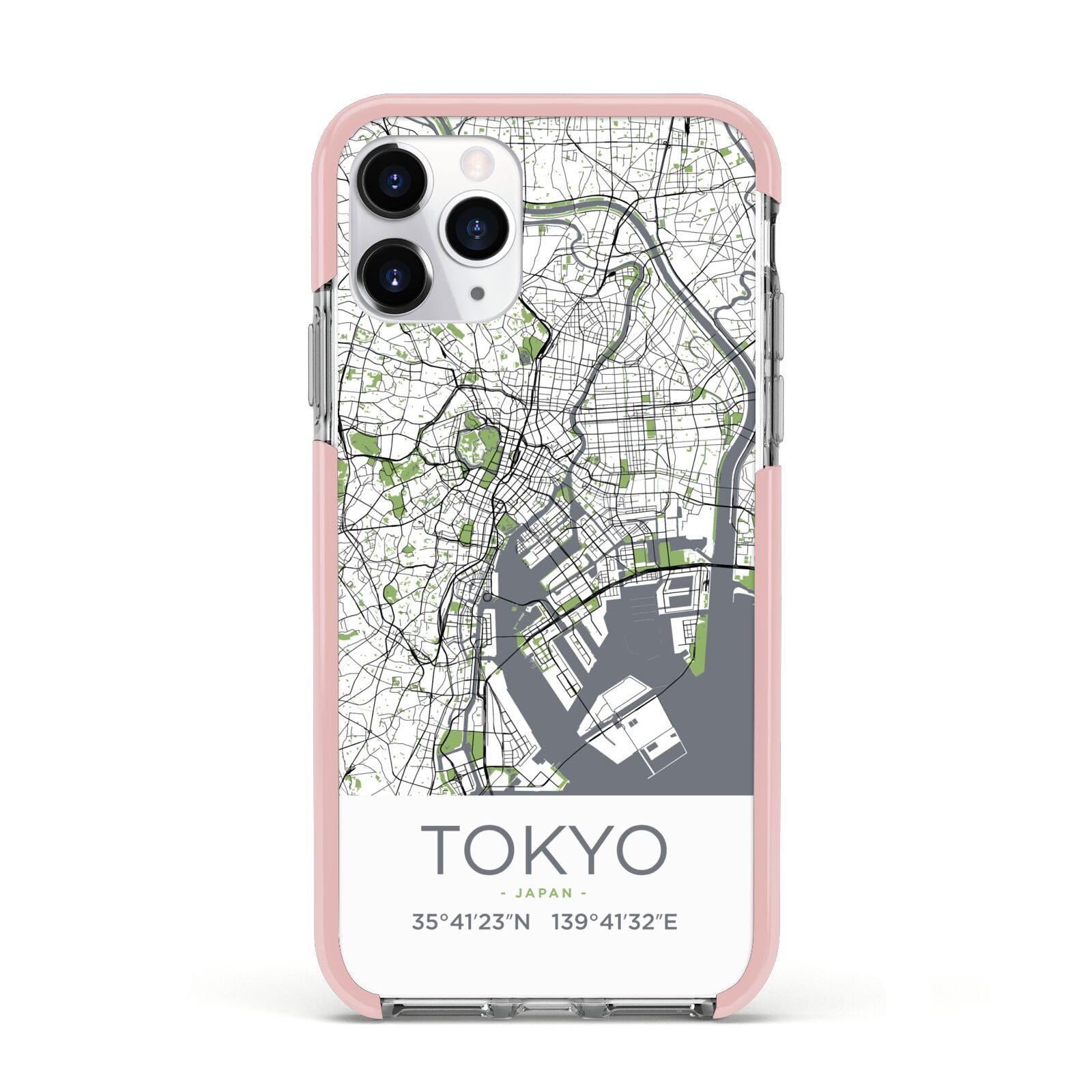 Map of Tokyo Apple iPhone 11 Pro in Silver with Pink Impact Case