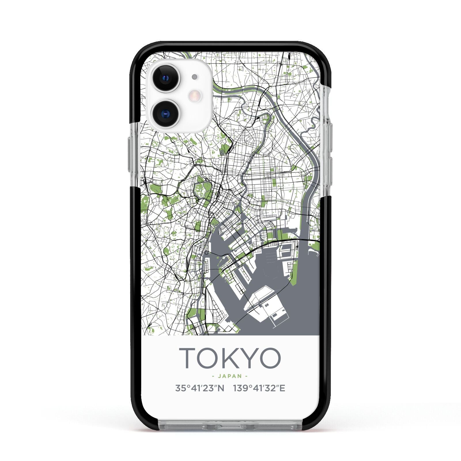 Map of Tokyo Apple iPhone 11 in White with Black Impact Case