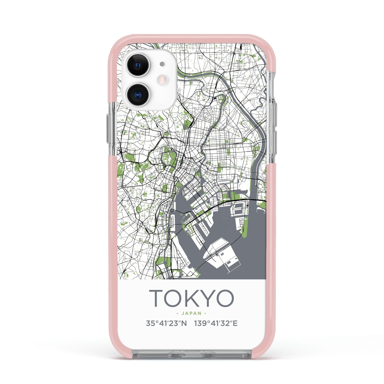 Map of Tokyo Apple iPhone 11 in White with Pink Impact Case