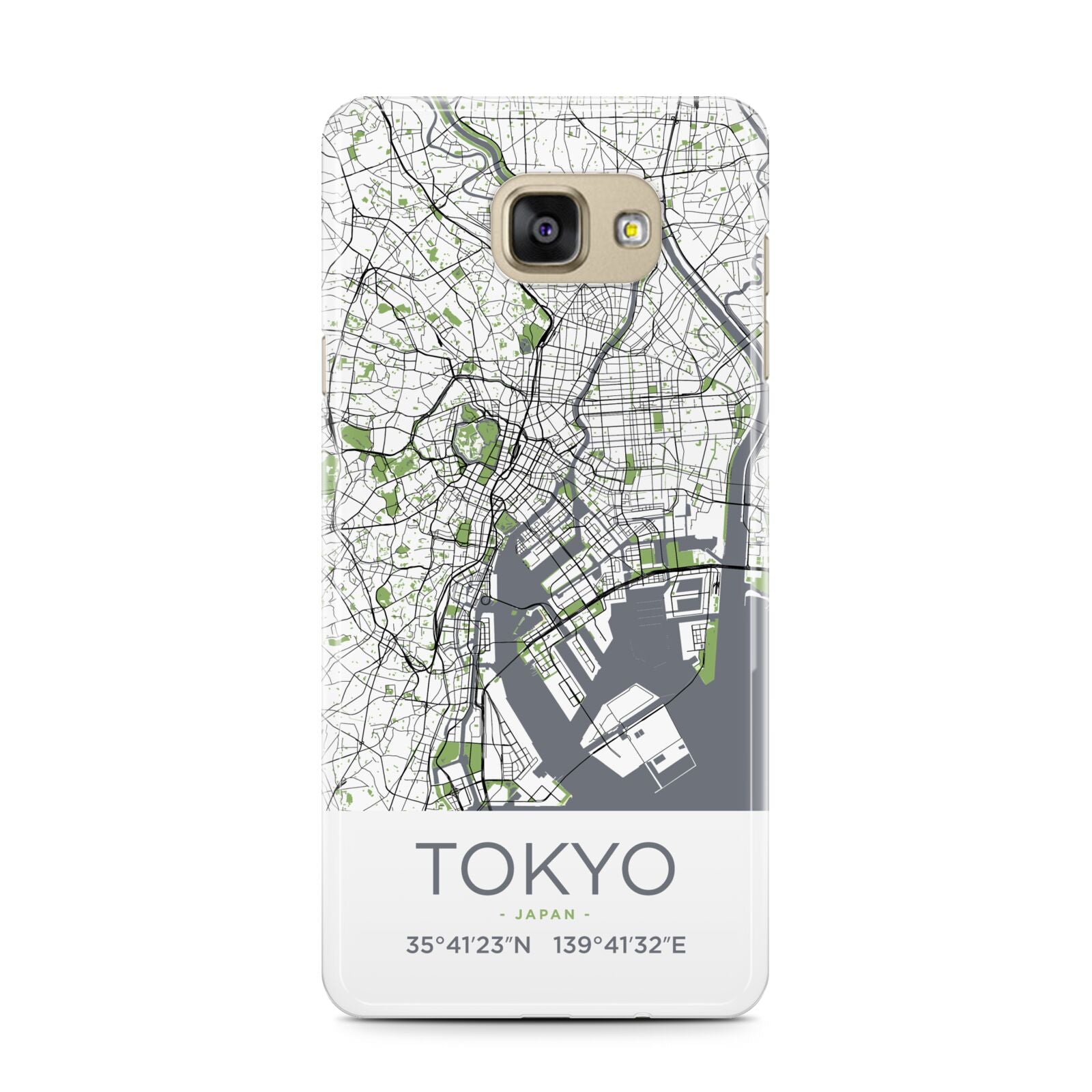 Map of Tokyo Samsung Galaxy A7 2016 Case on gold phone