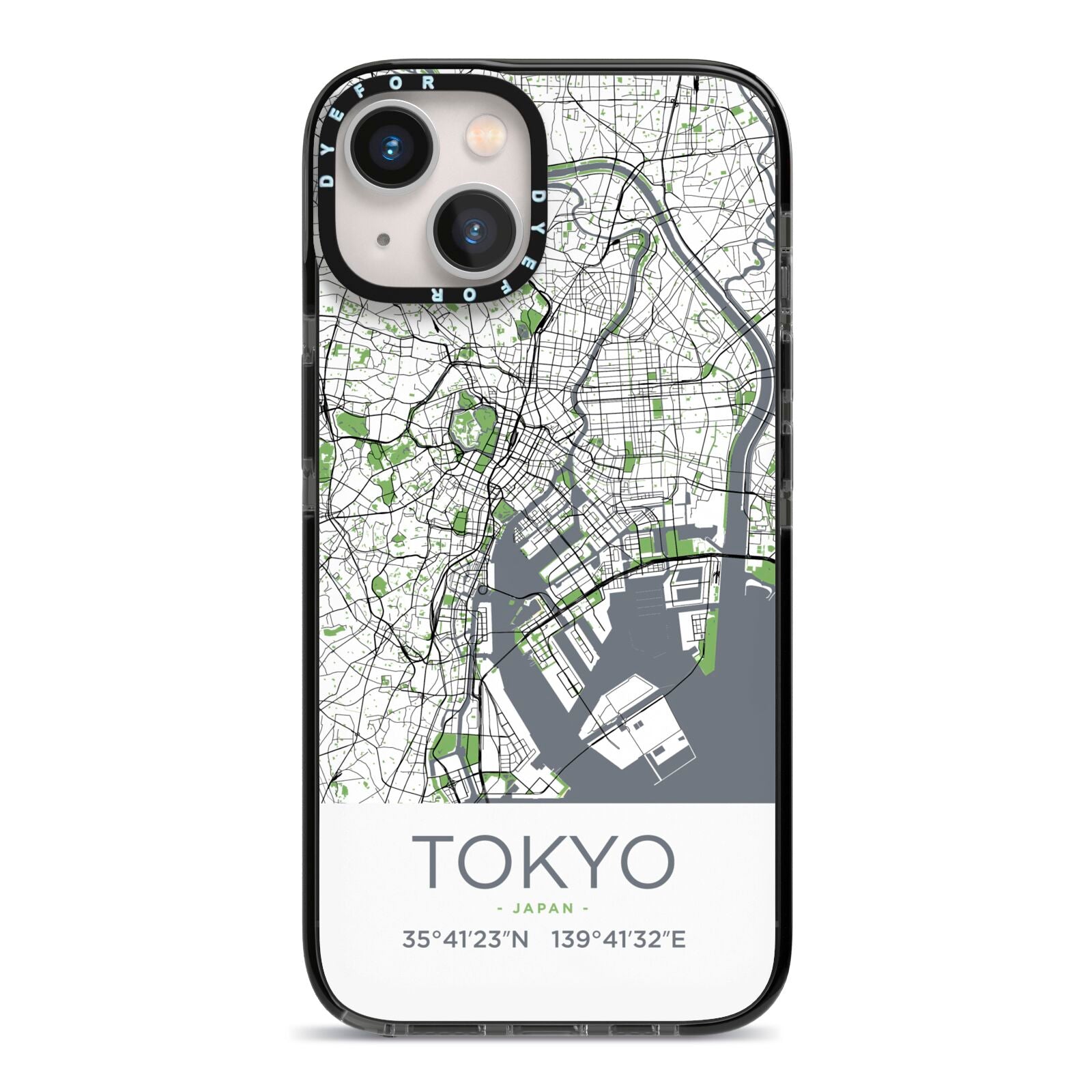 Map of Tokyo iPhone 13 Black Impact Case on Silver phone