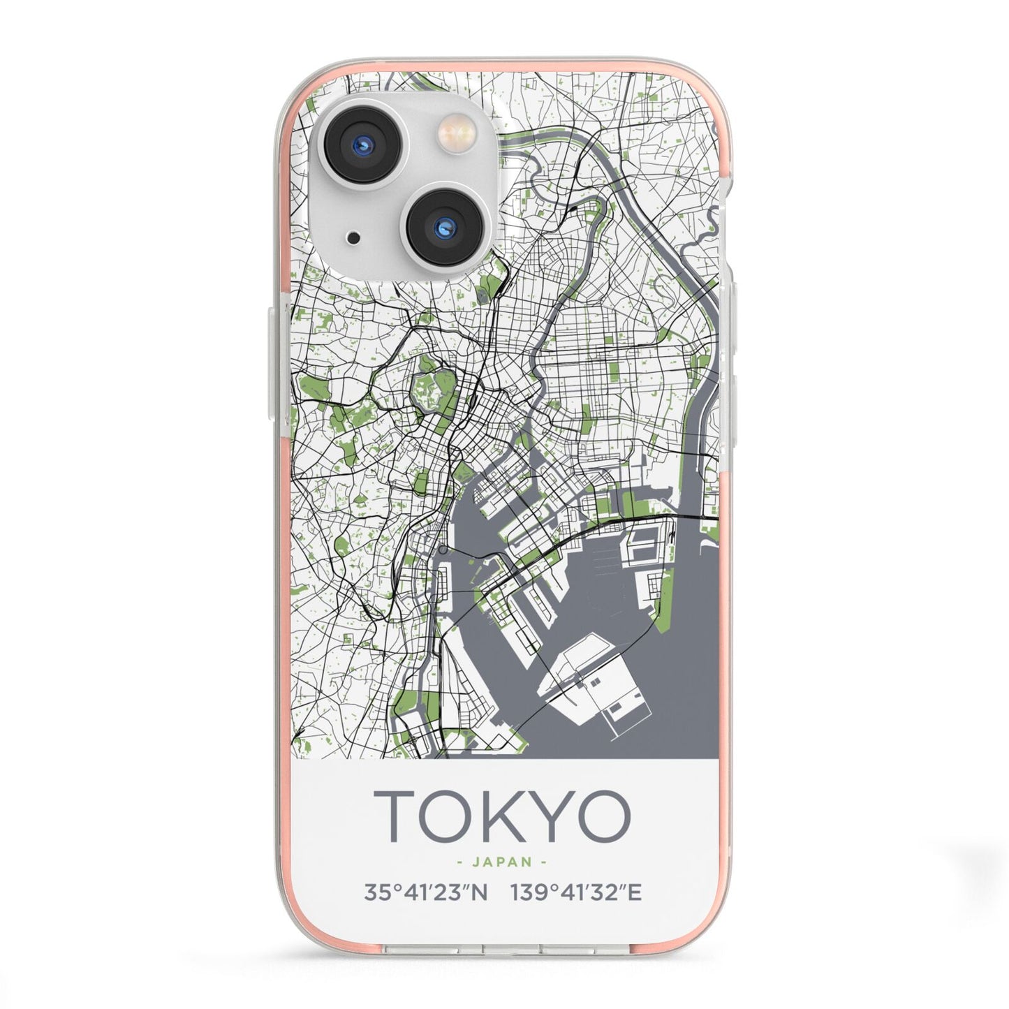 Map of Tokyo iPhone 13 Mini TPU Impact Case with Pink Edges