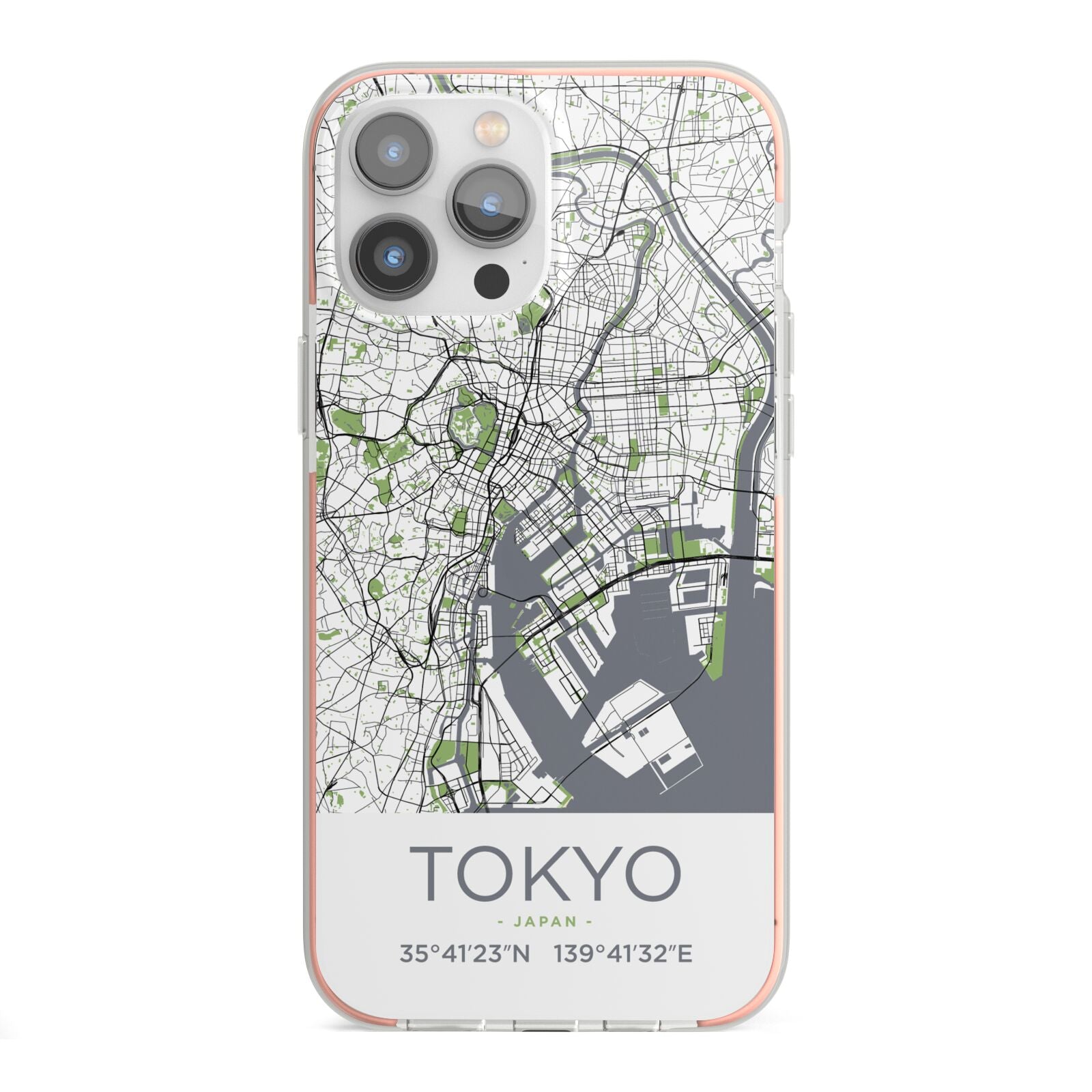 Map of Tokyo iPhone 13 Pro Max TPU Impact Case with Pink Edges