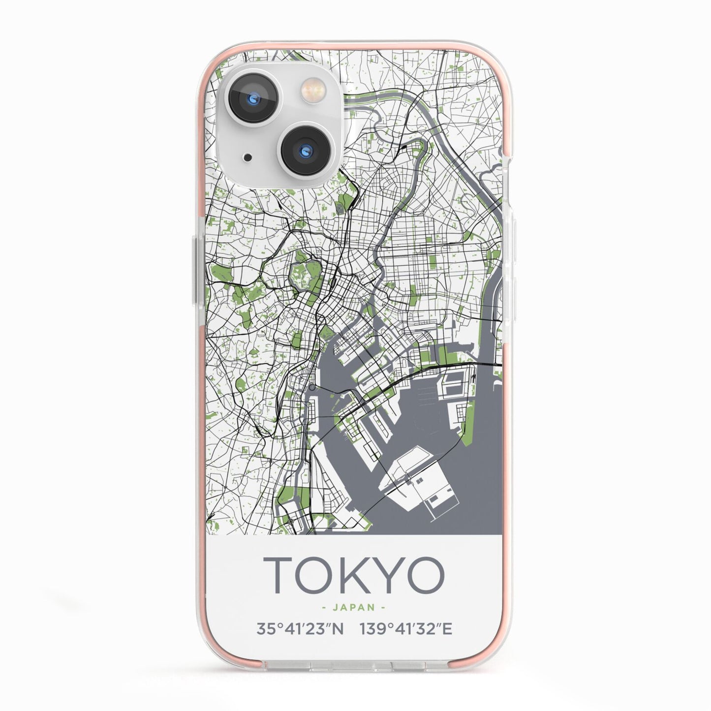 Map of Tokyo iPhone 13 TPU Impact Case with Pink Edges