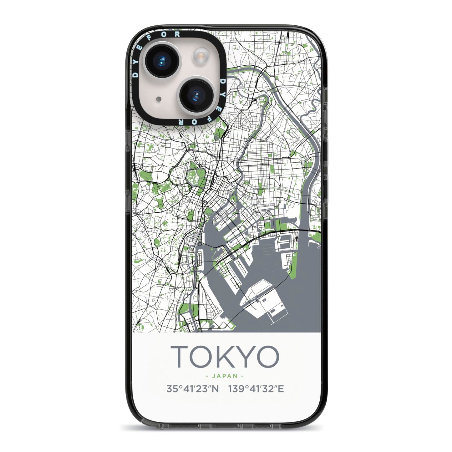 Map of Tokyo iPhone 14 Black Impact Case on Silver phone