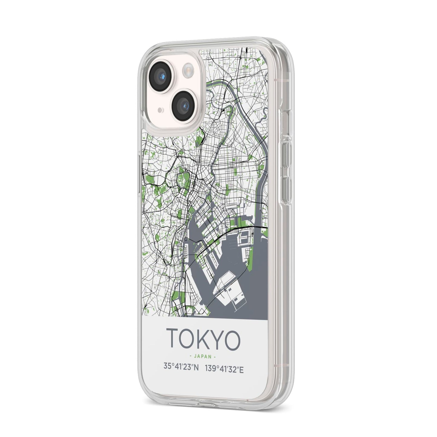 Map of Tokyo iPhone 14 Clear Tough Case Starlight Angled Image