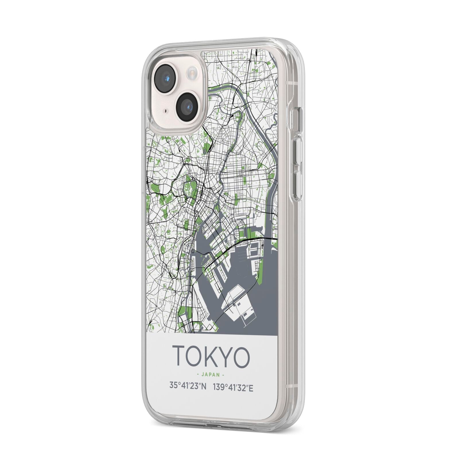 Map of Tokyo iPhone 14 Plus Clear Tough Case Starlight Angled Image