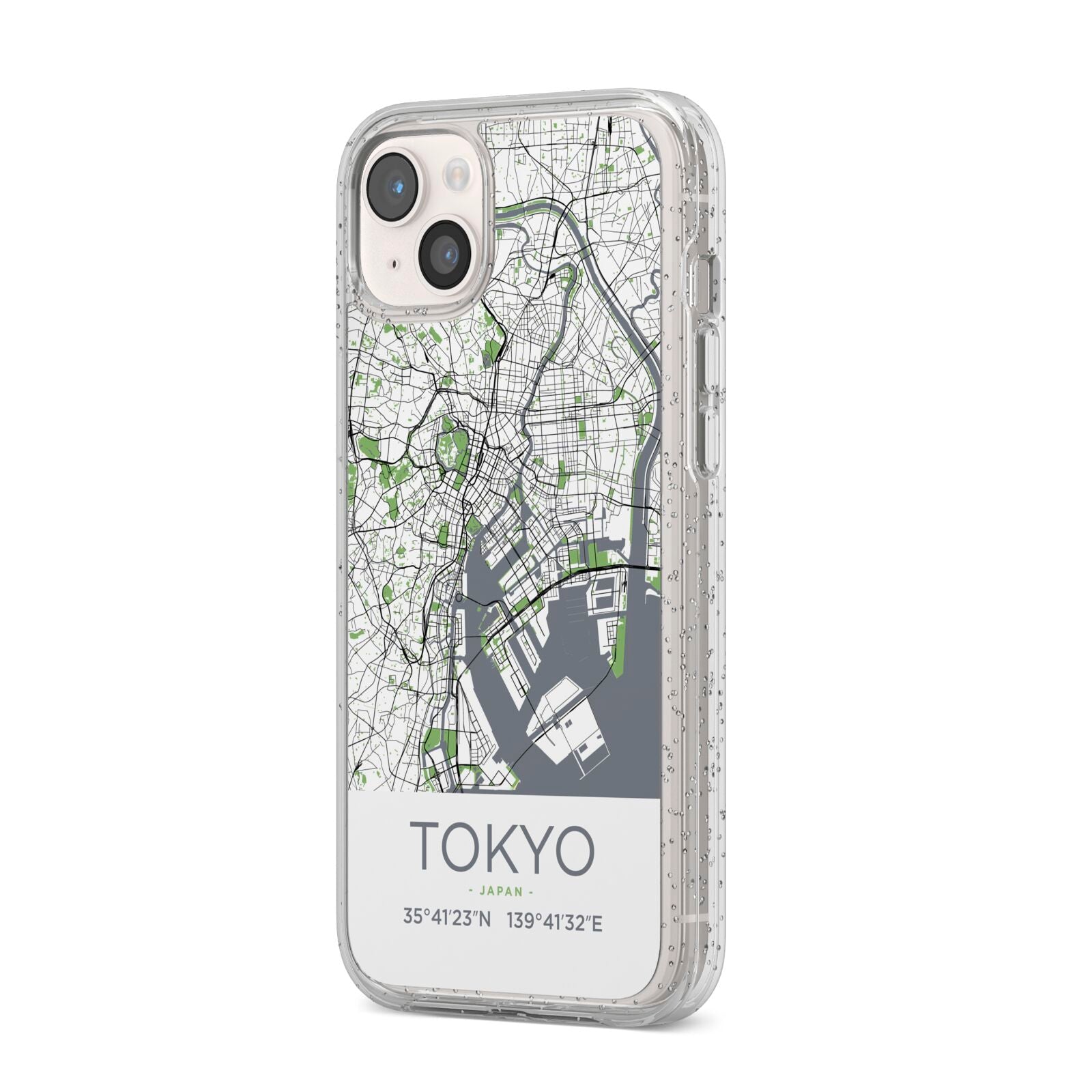 Map of Tokyo iPhone 14 Plus Glitter Tough Case Starlight Angled Image