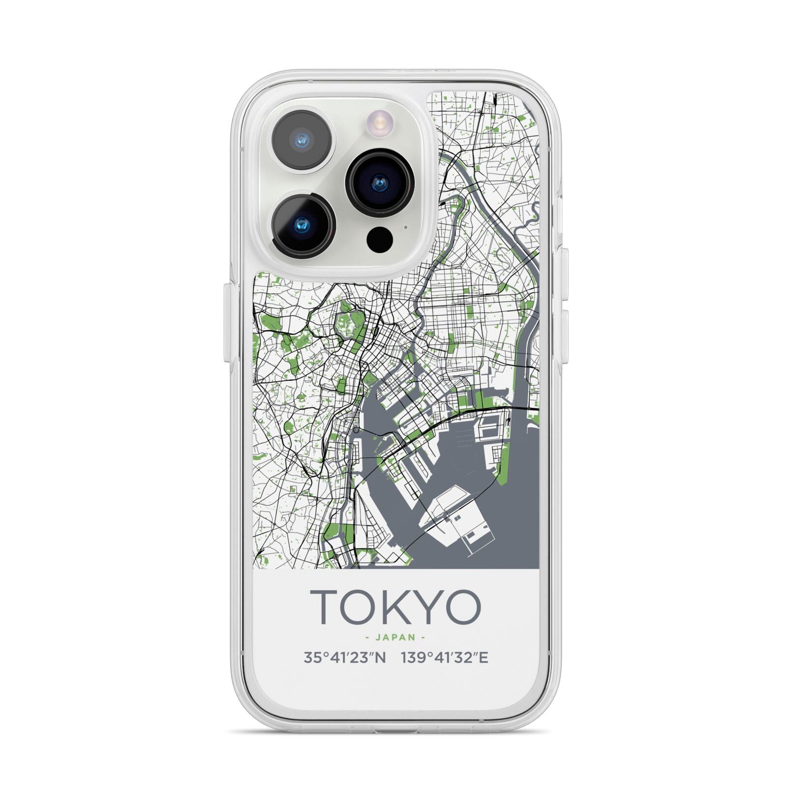 Map of Tokyo iPhone 14 Pro Clear Tough Case Silver