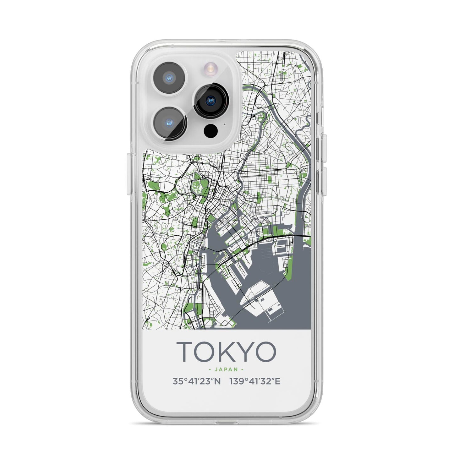 Map of Tokyo iPhone 14 Pro Max Clear Tough Case Silver