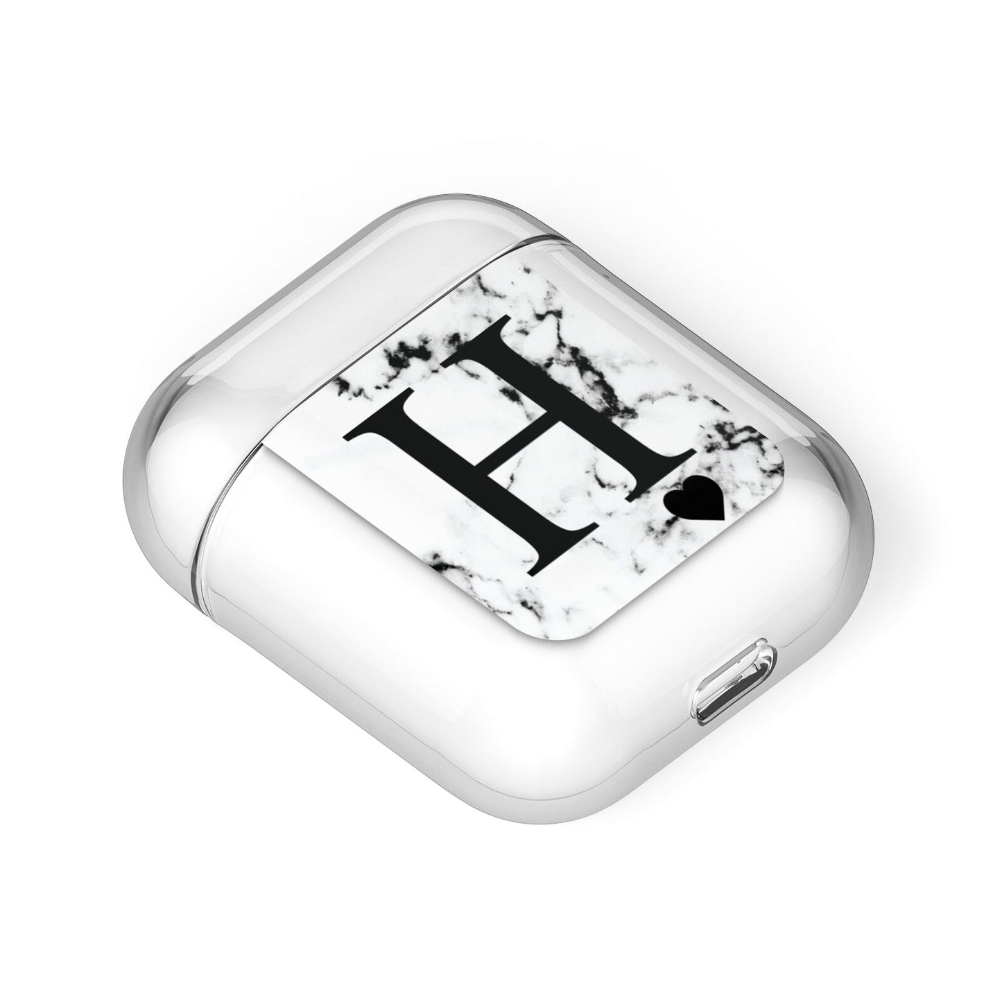 Marble Big Initial Personalised AirPods Case Laid Flat