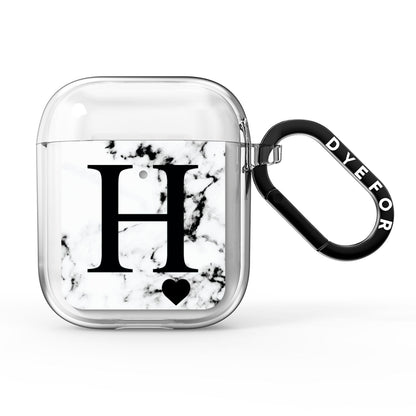 Marble Big Initial Personalised AirPods Clear Case