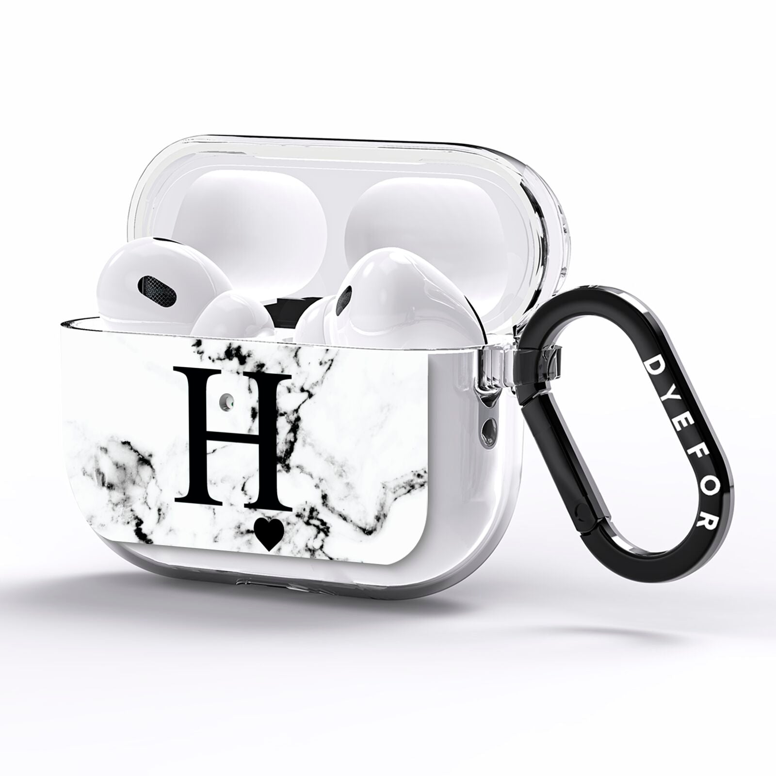 Marble Big Initial Personalised AirPods Pro Clear Case Side Image