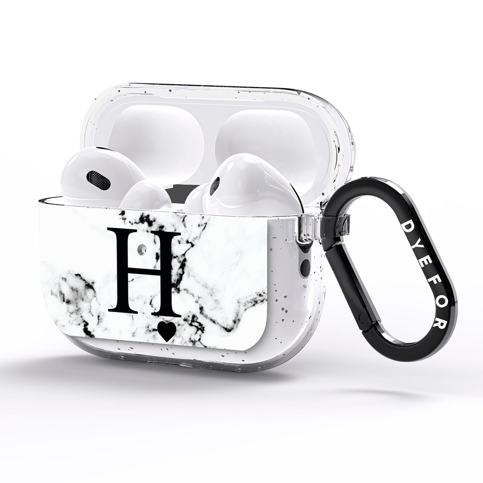 Marble Big Initial Personalised AirPods Pro Glitter Case Side Image