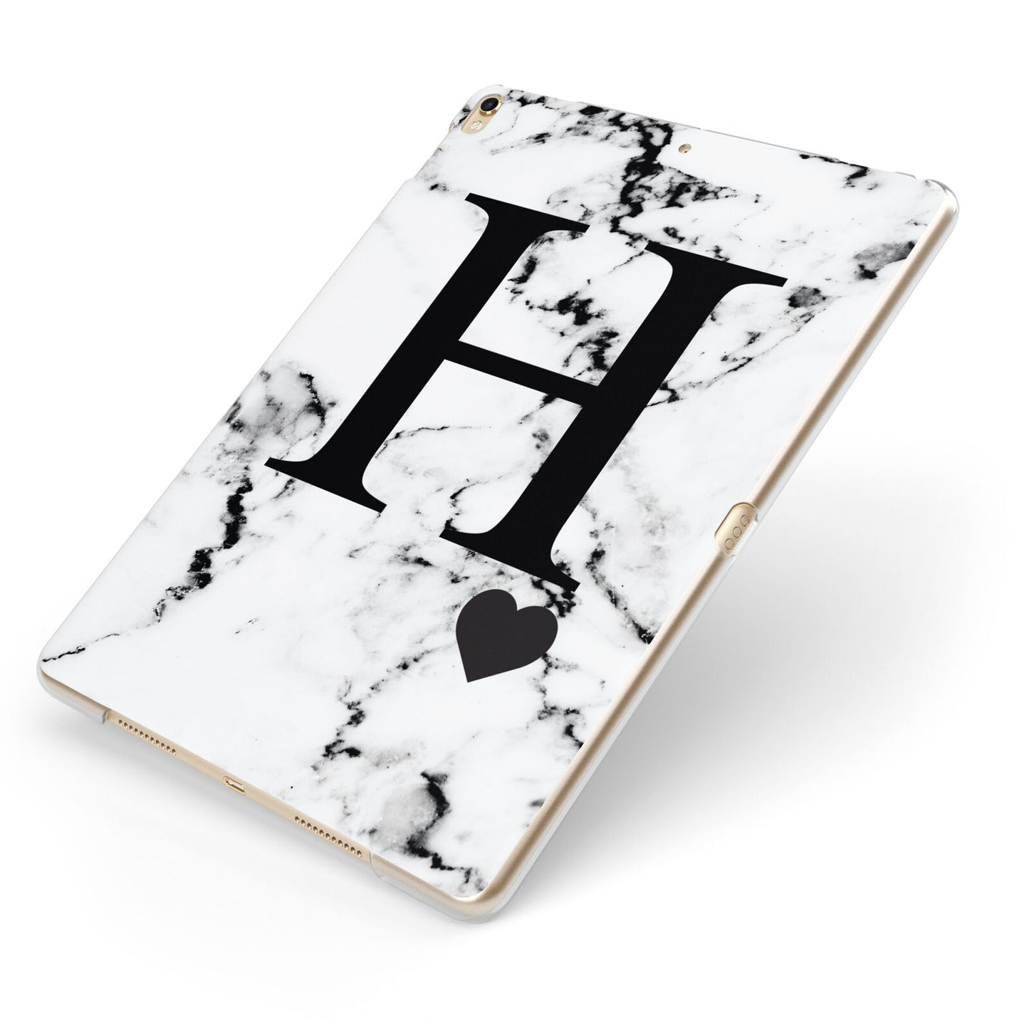 Marble Big Initial Personalised Apple iPad Case on Gold iPad Side View