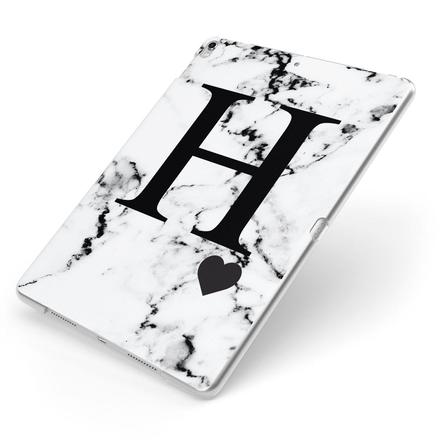 Marble Big Initial Personalised Apple iPad Case on Silver iPad Side View