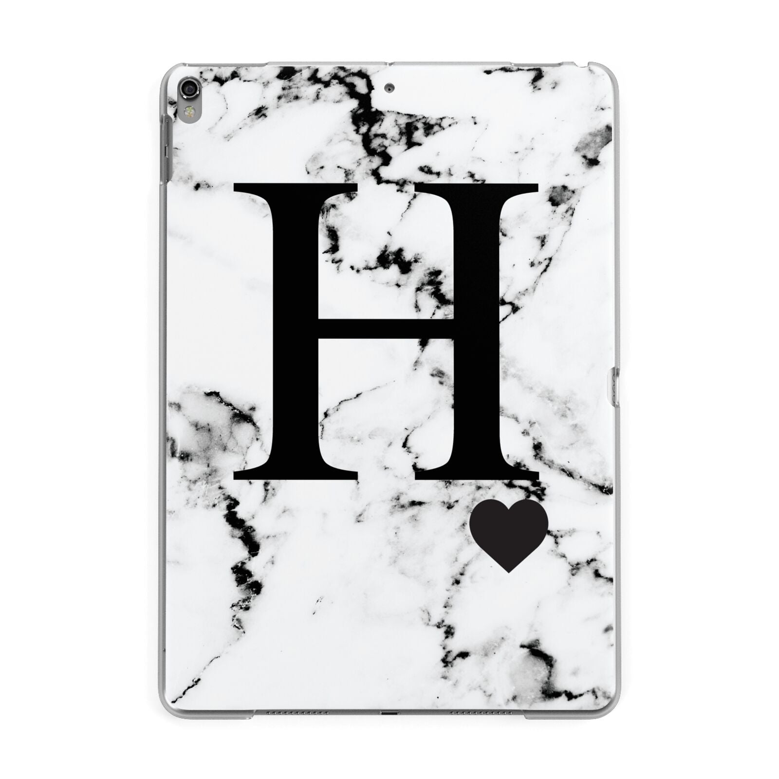 Marble Big Initial Personalised Apple iPad Grey Case