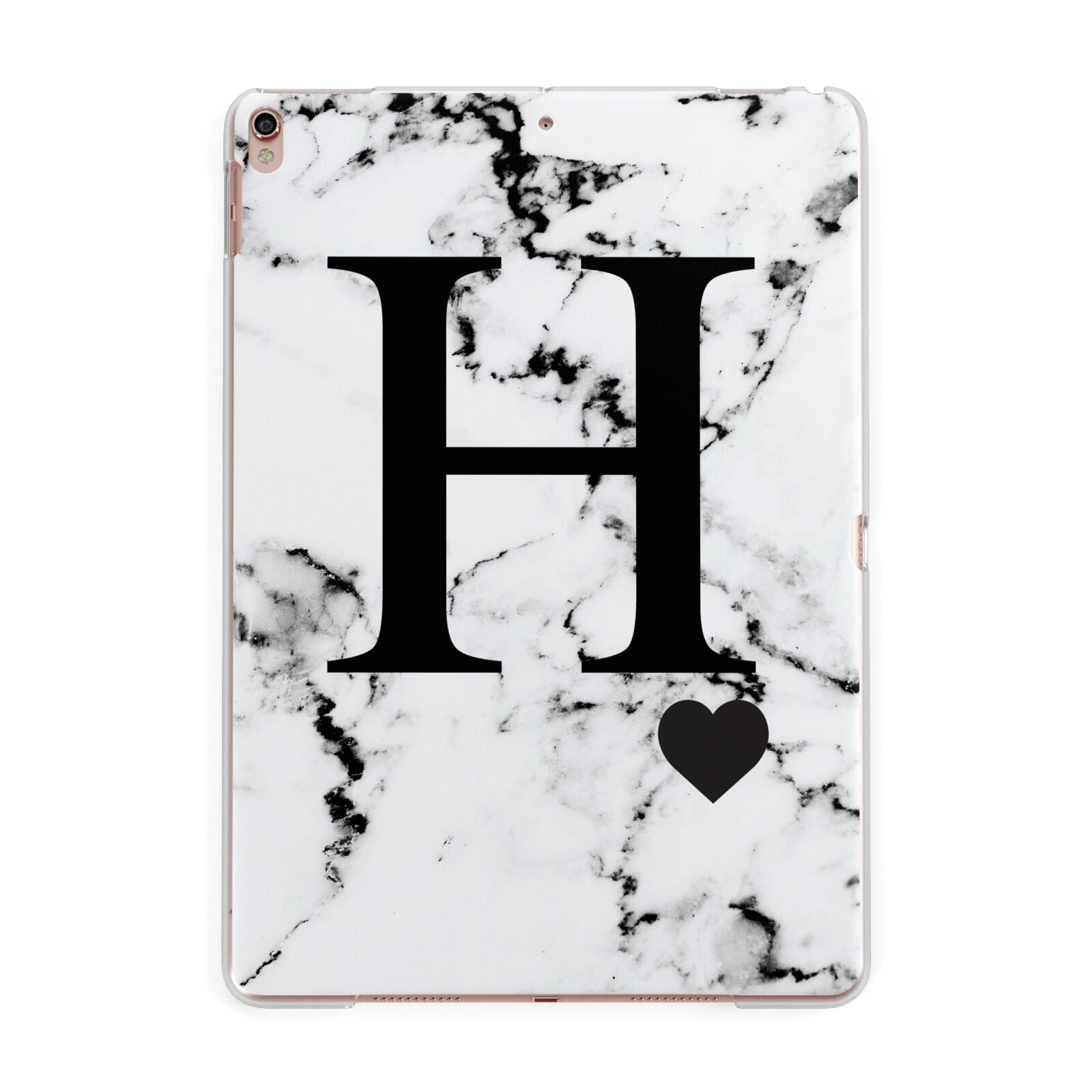 Marble Big Initial Personalised Apple iPad Rose Gold Case