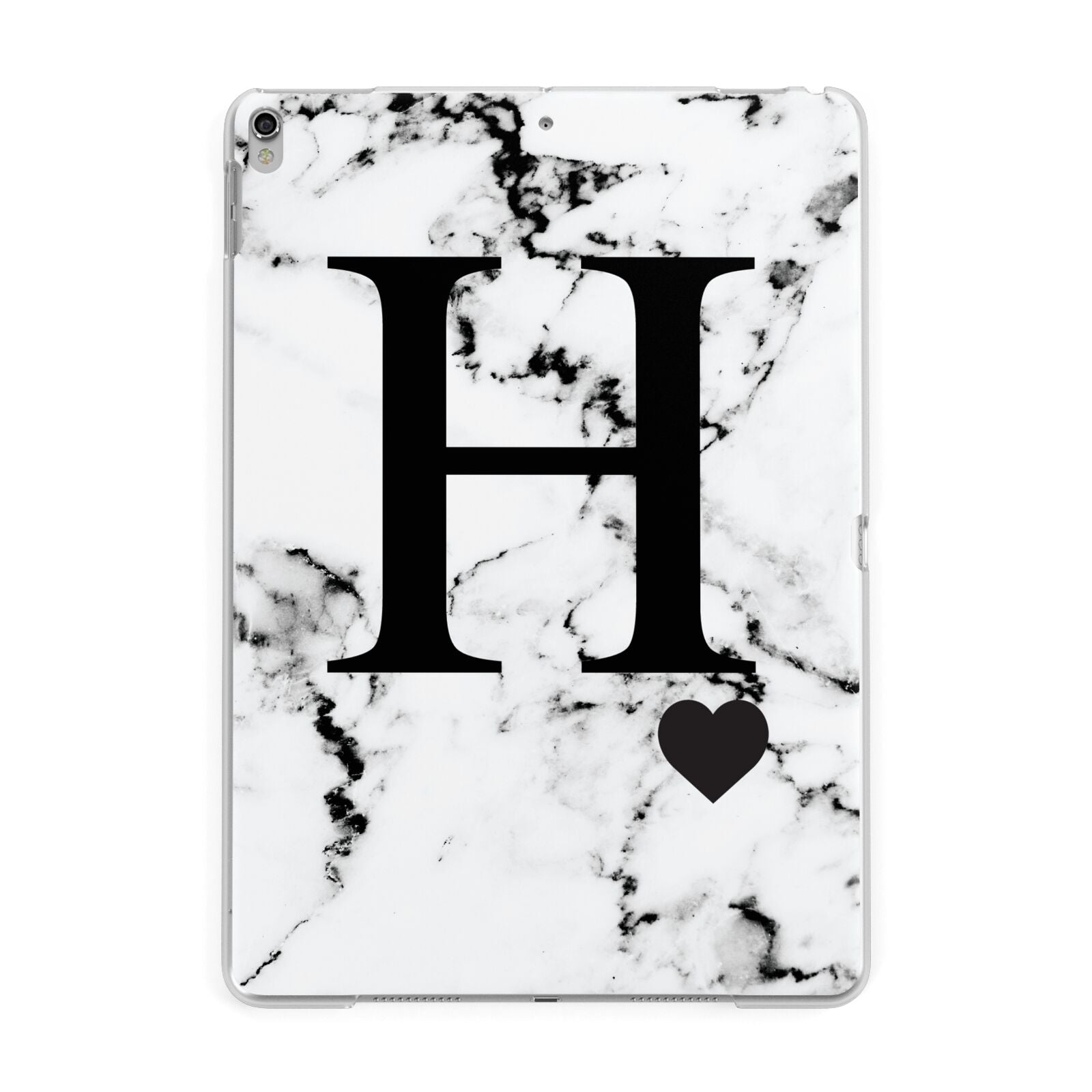 Marble Big Initial Personalised Apple iPad Silver Case