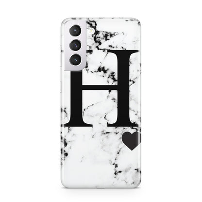 Marble Big Initial Personalised Samsung S21 Case